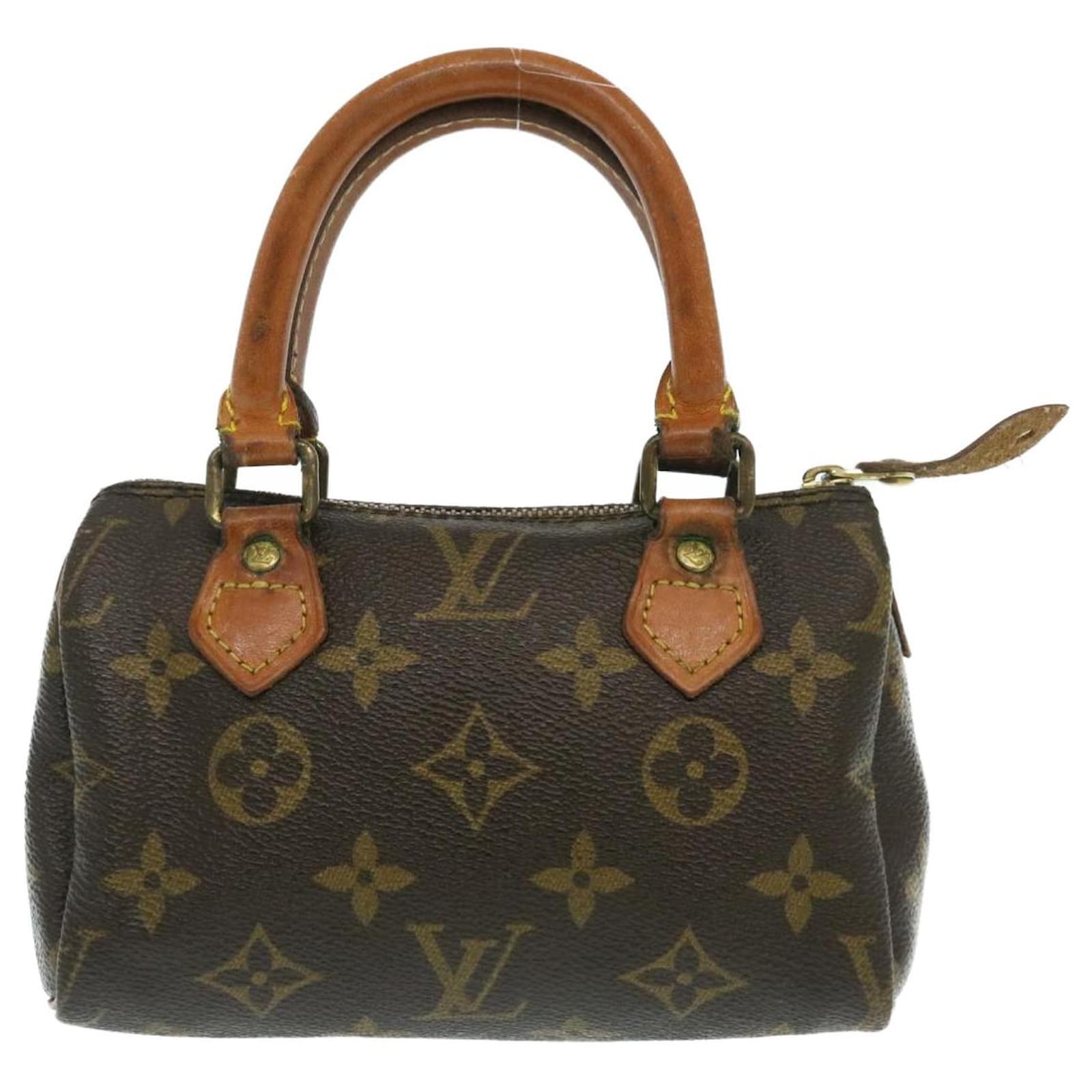 Louis Vuitton Monogram Mini speedy Leather Fabric Brown Handbag