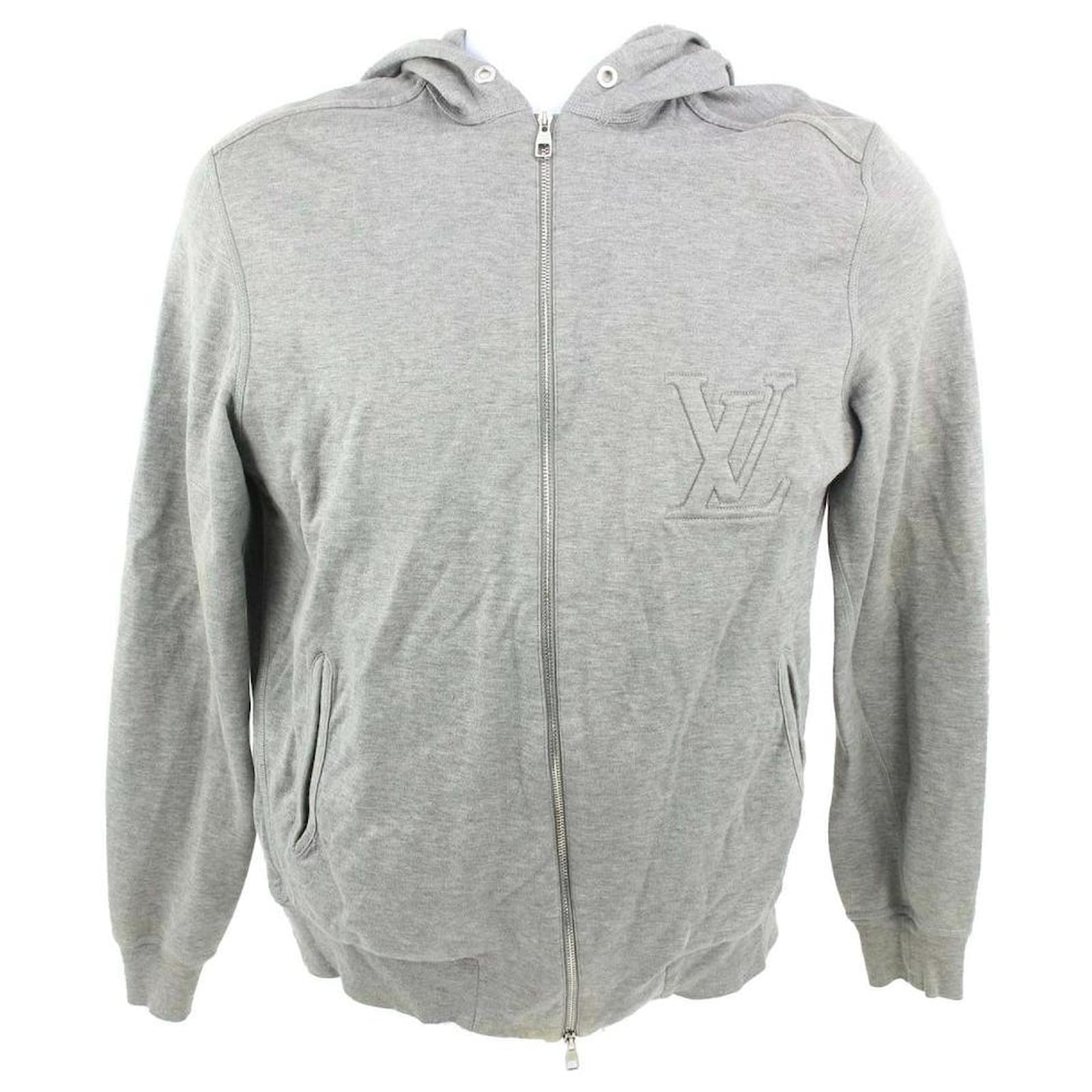 Louis Vuitton Men's XS Classic Grey LV Logo Zip Up Sweashirt Hoodie  ref.519683 - Joli Closet