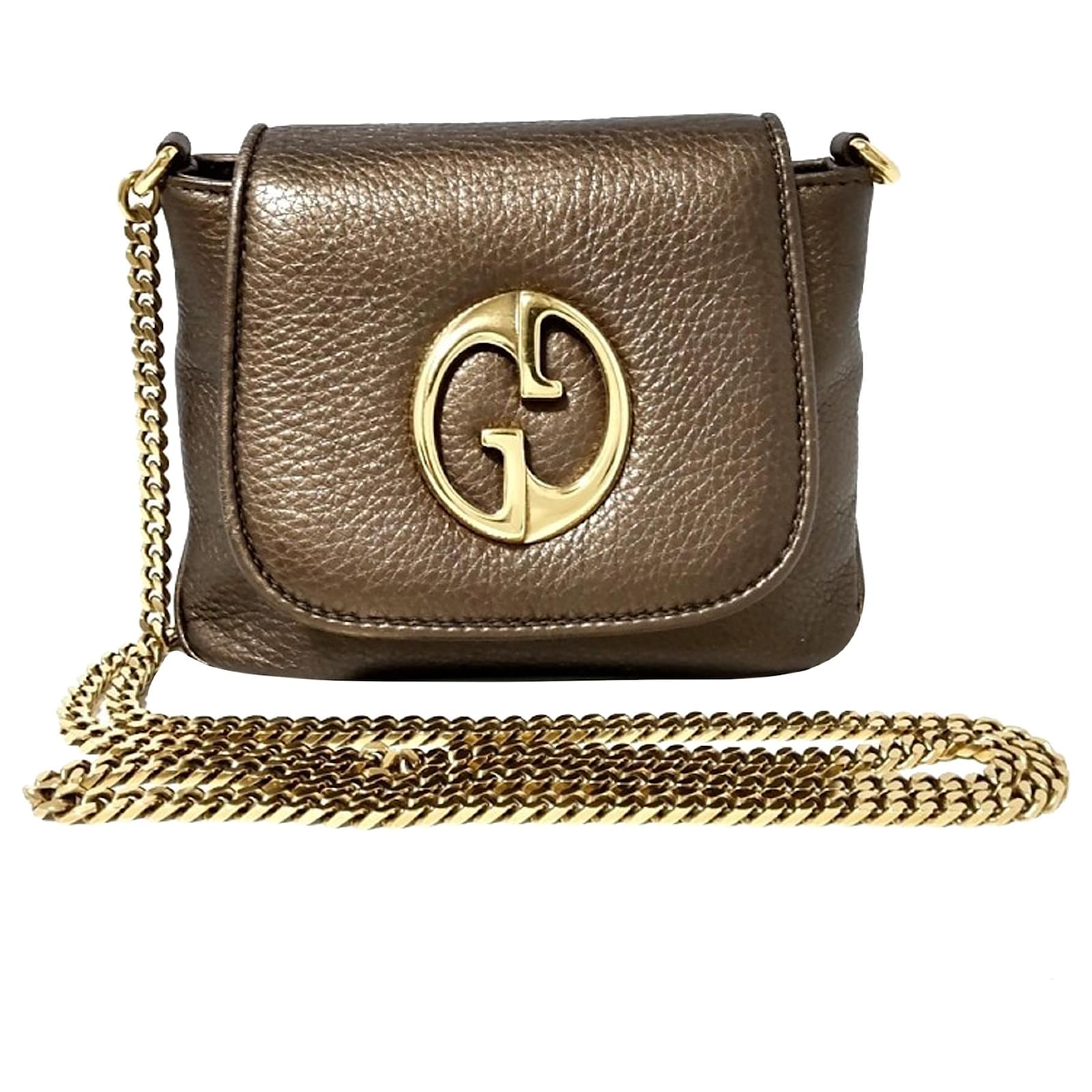 Gucci Brown 1973 Leather Crossbody Bag Bronze Metal Pony-style