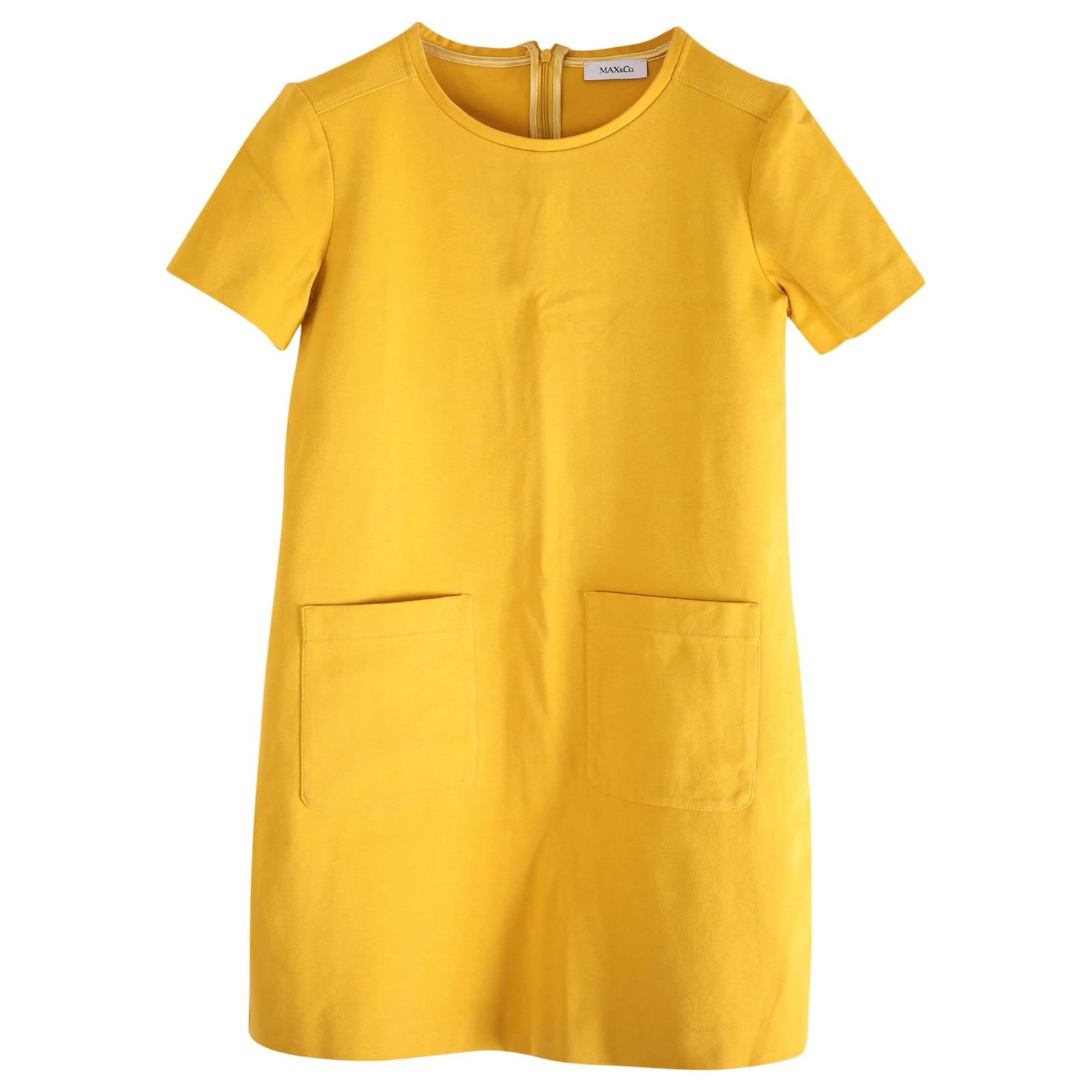 Max Co Abito a trapezio Max&Co in jersey di cotone giallo Lycra