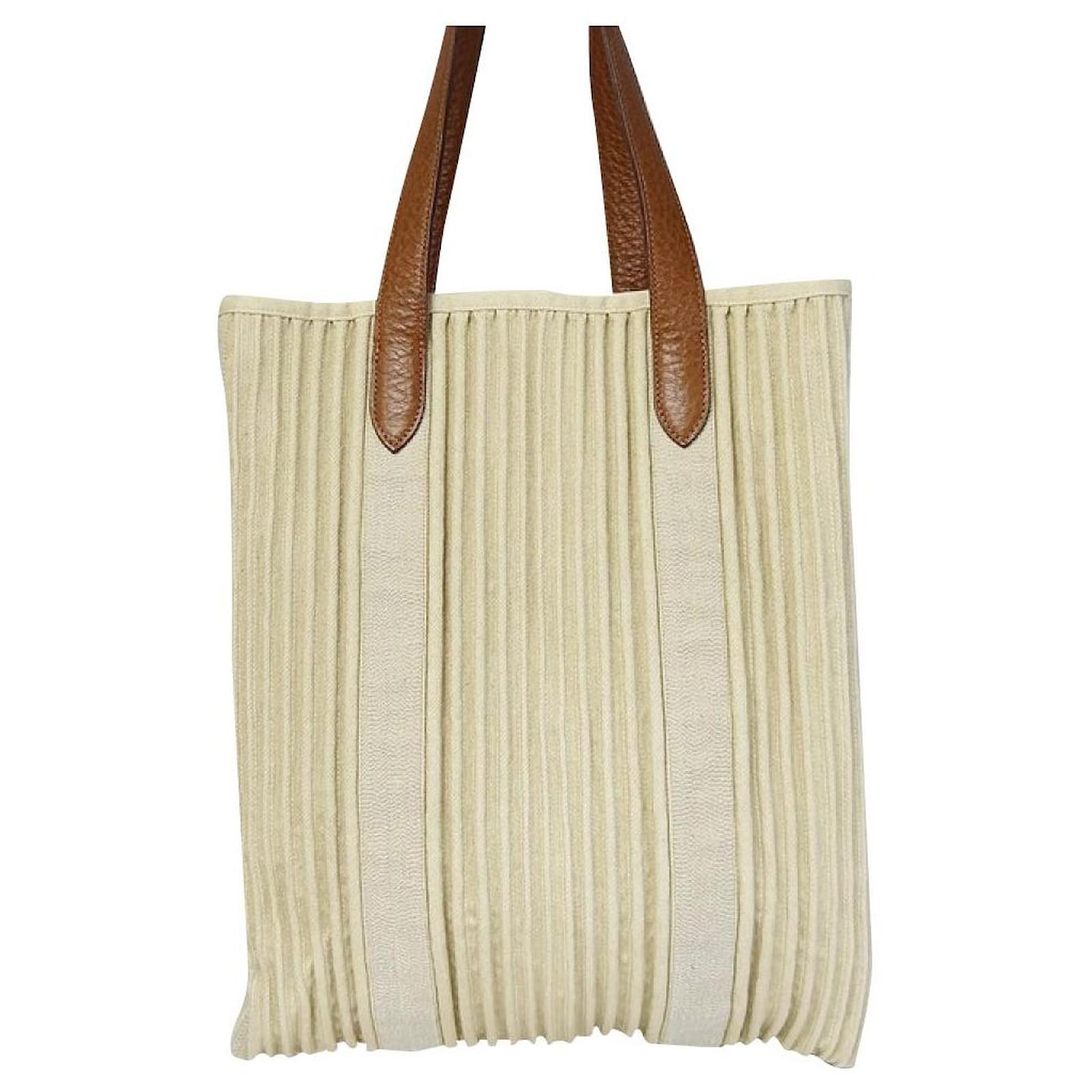 Hermès [Usado] HERMES Bolso tote Hermes Kabas Calicut L grabado beige x  marrón Castaño Cuero Juan ref.520271 - Joli Closet