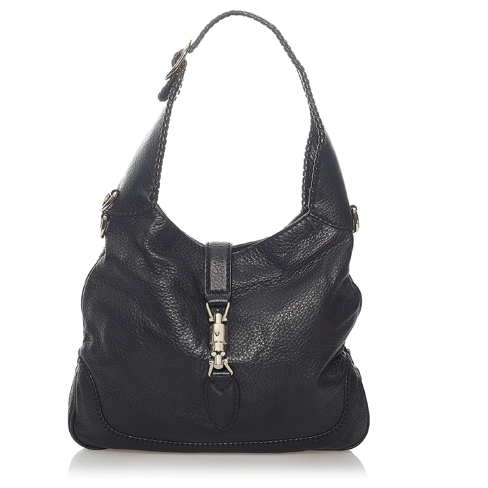 Gucci Black New Jackie Leather Shoulder Bag Pony-style calfskin