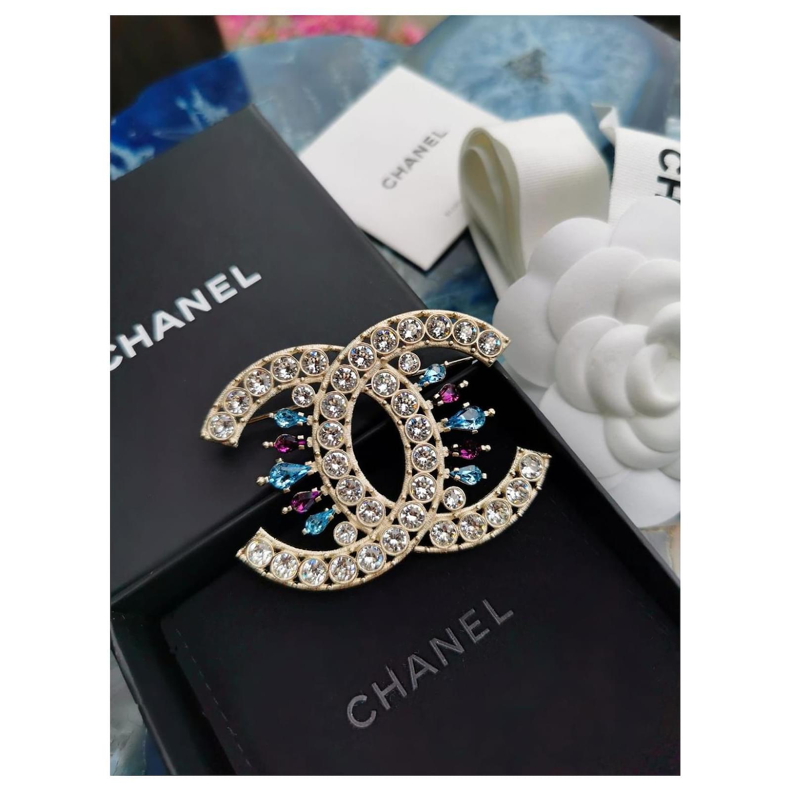 CHANEL Brooch Pin A22K AB9679 Gold Plated Leather Black Gold Used Women CC  COCO