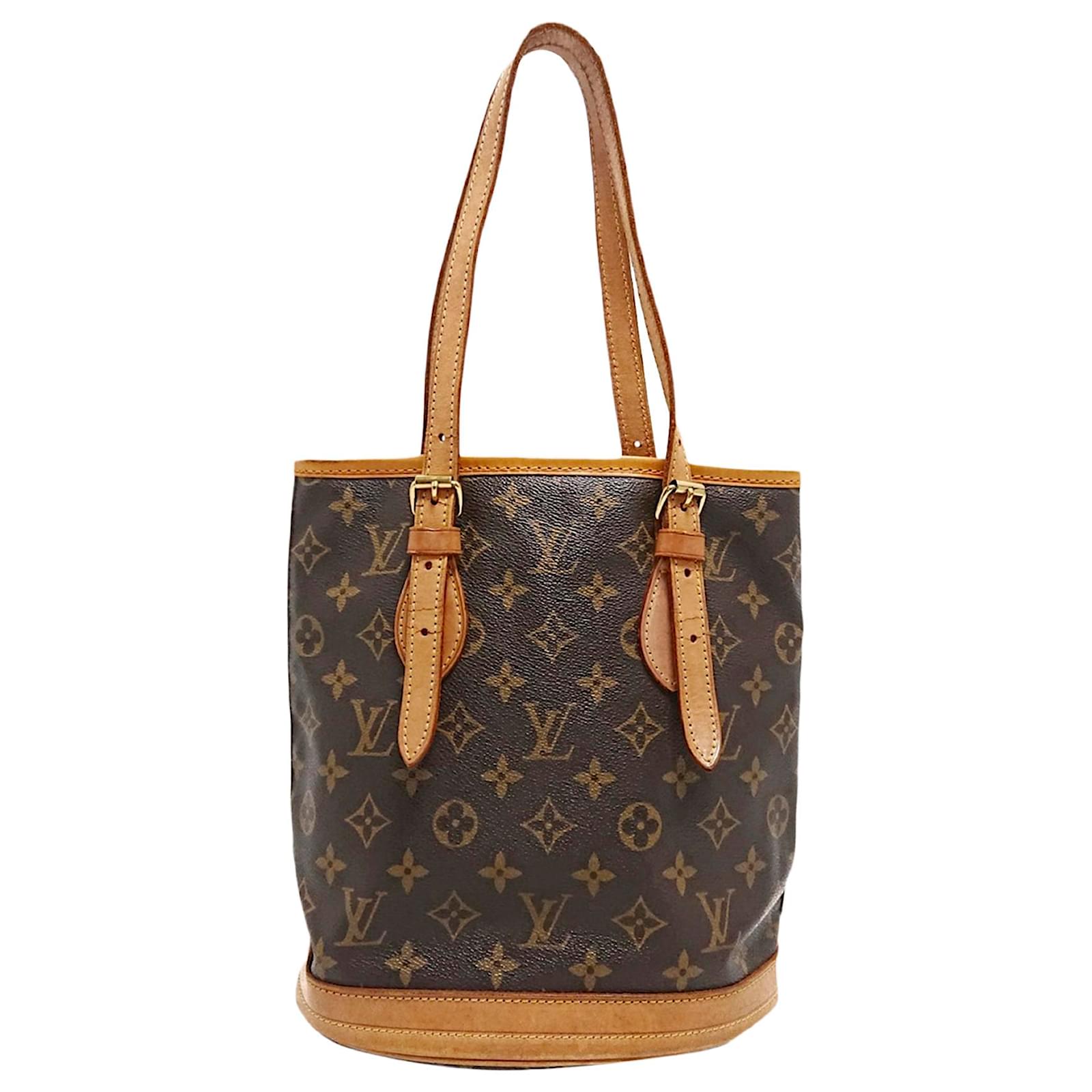 Louis Vuitton Brown Monogram Petit Bucket Leather Cloth ref.501265 - Joli  Closet