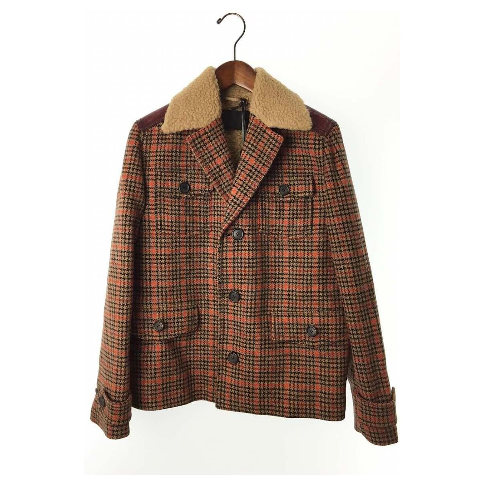 PRADA Coat / 44 / Wool / BRW / Brown / Check / Inspected / Men's   - Joli Closet