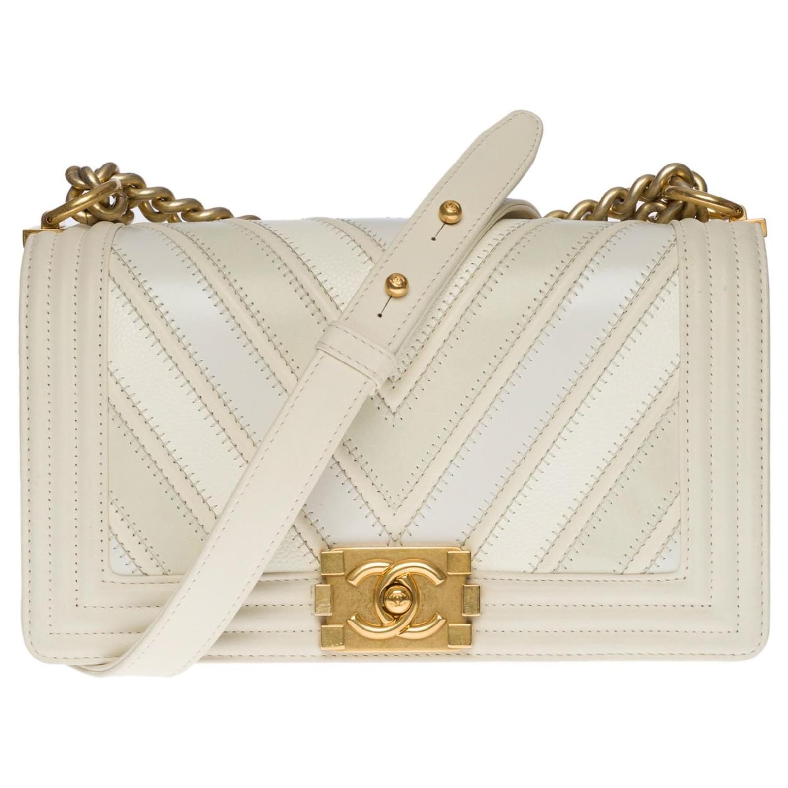 Splendid & Rare Chanel Boy handbag 4 herringbone colors in off