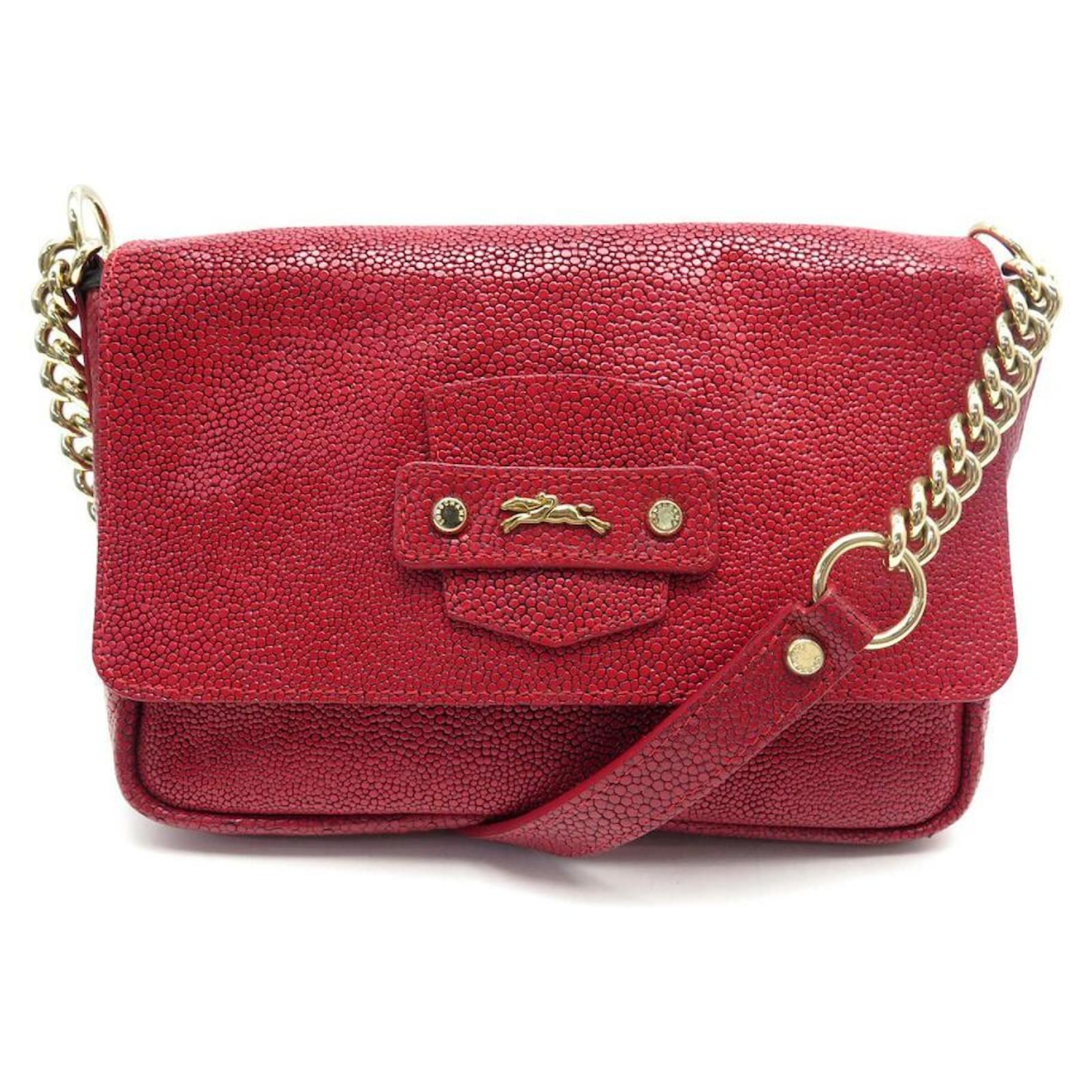 Longchamp, Bags, Longchamp Red Leather Hobo Bag