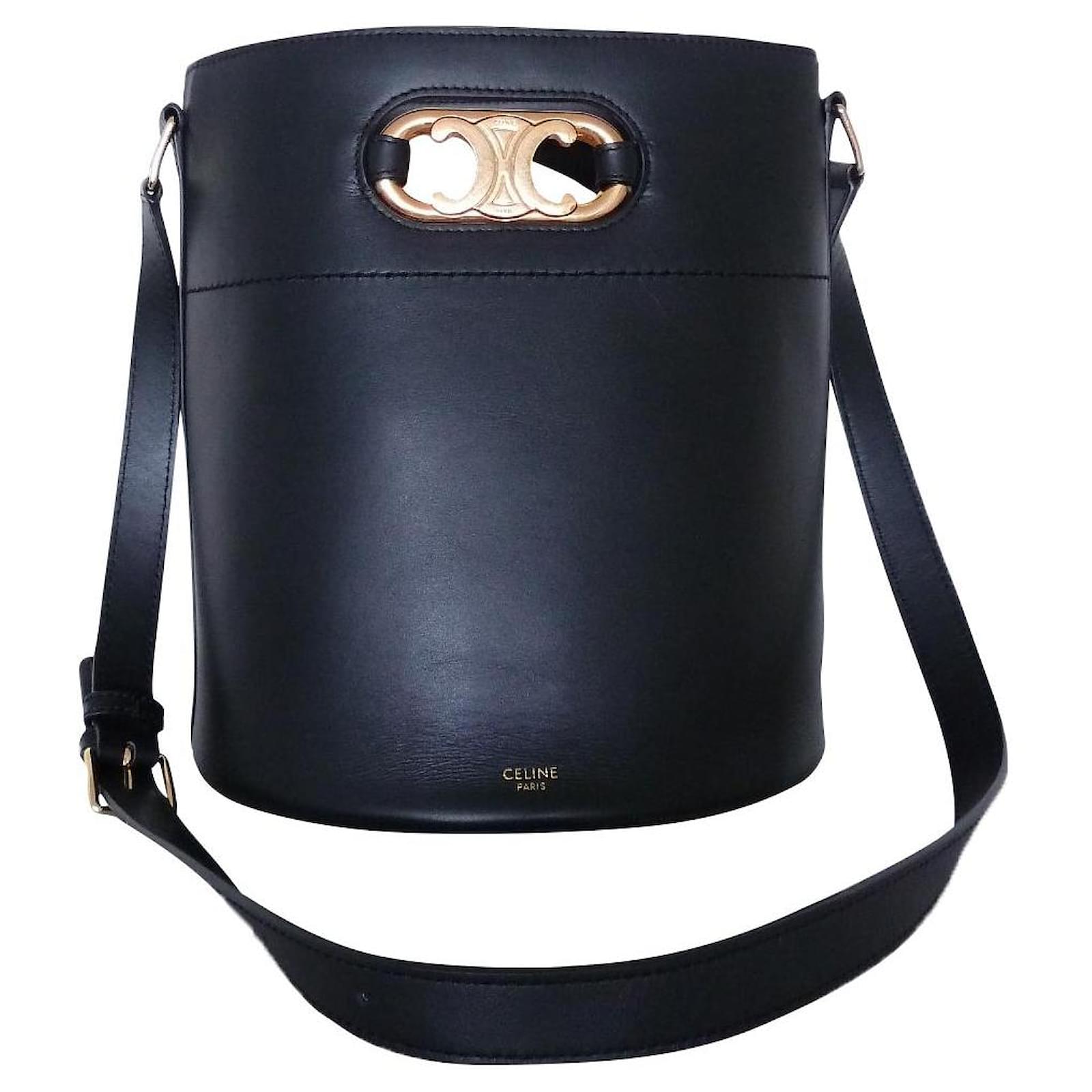 Celine Medium Triomphe Bucket Bag - Black Bucket Bags, Handbags - CEL226771