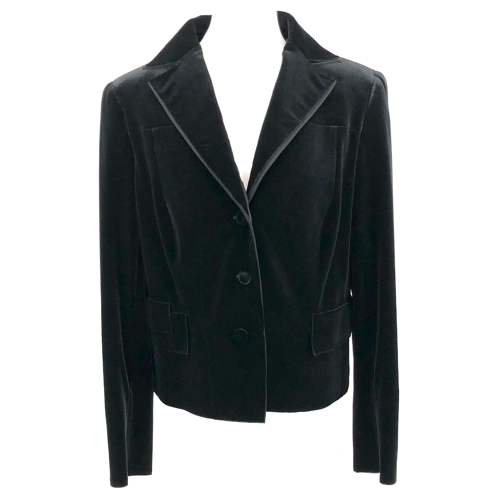 Akris tuxedo jacket in black velvet ref.522309 - Joli Closet