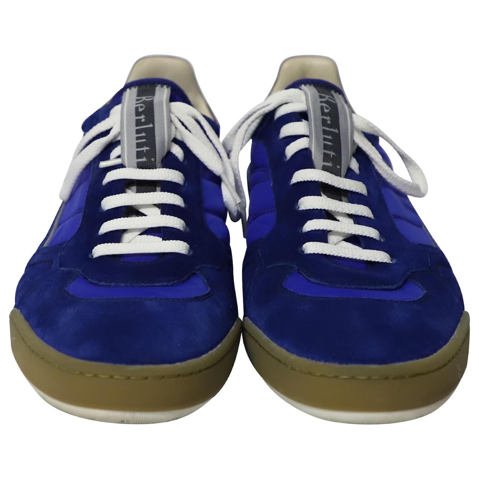 Berluti Lace Up Sneakers in Blue Suede ref.522417 - Joli Closet