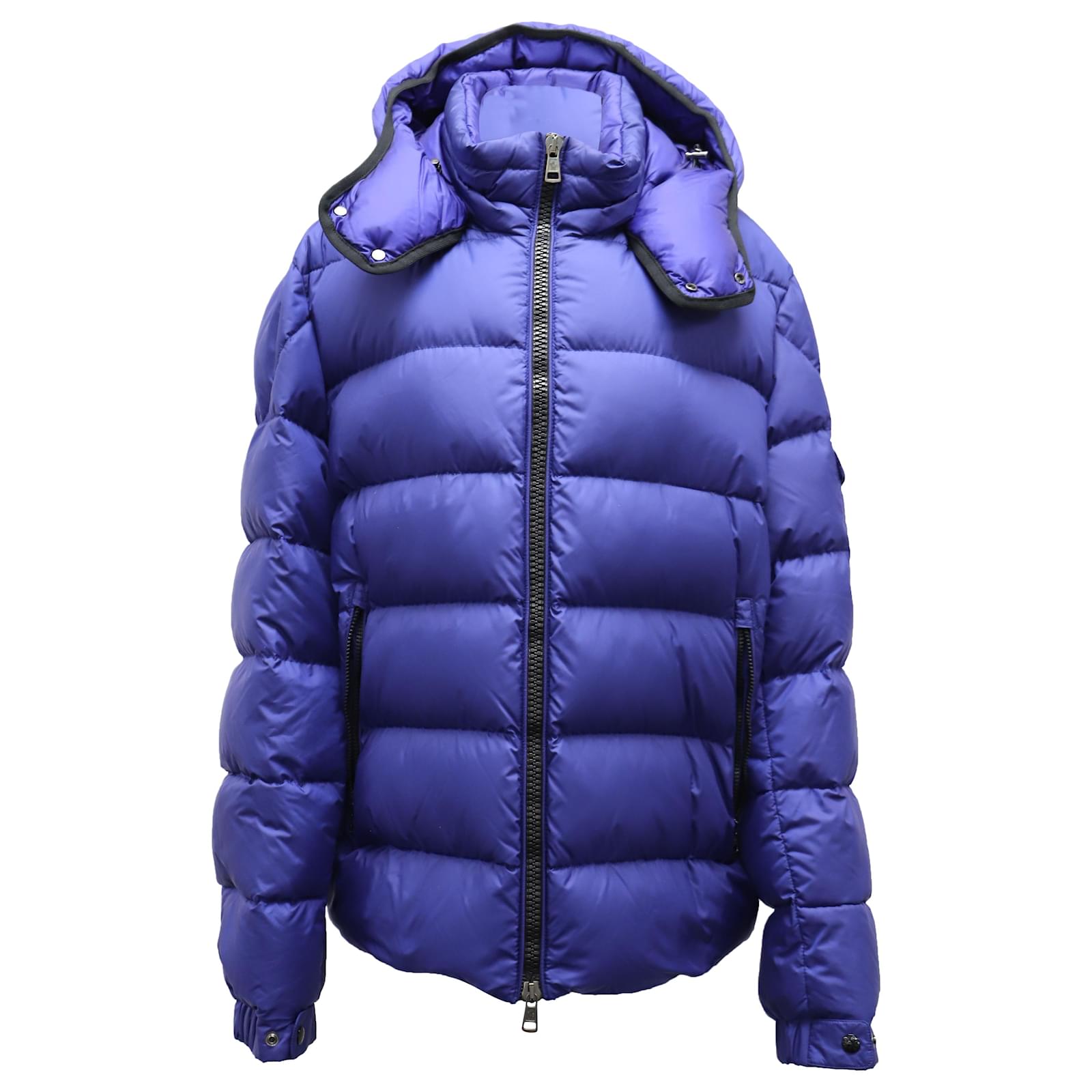 Moncler Montgenevre Padded Hooded Jacket in Blue Polyamide Nylon