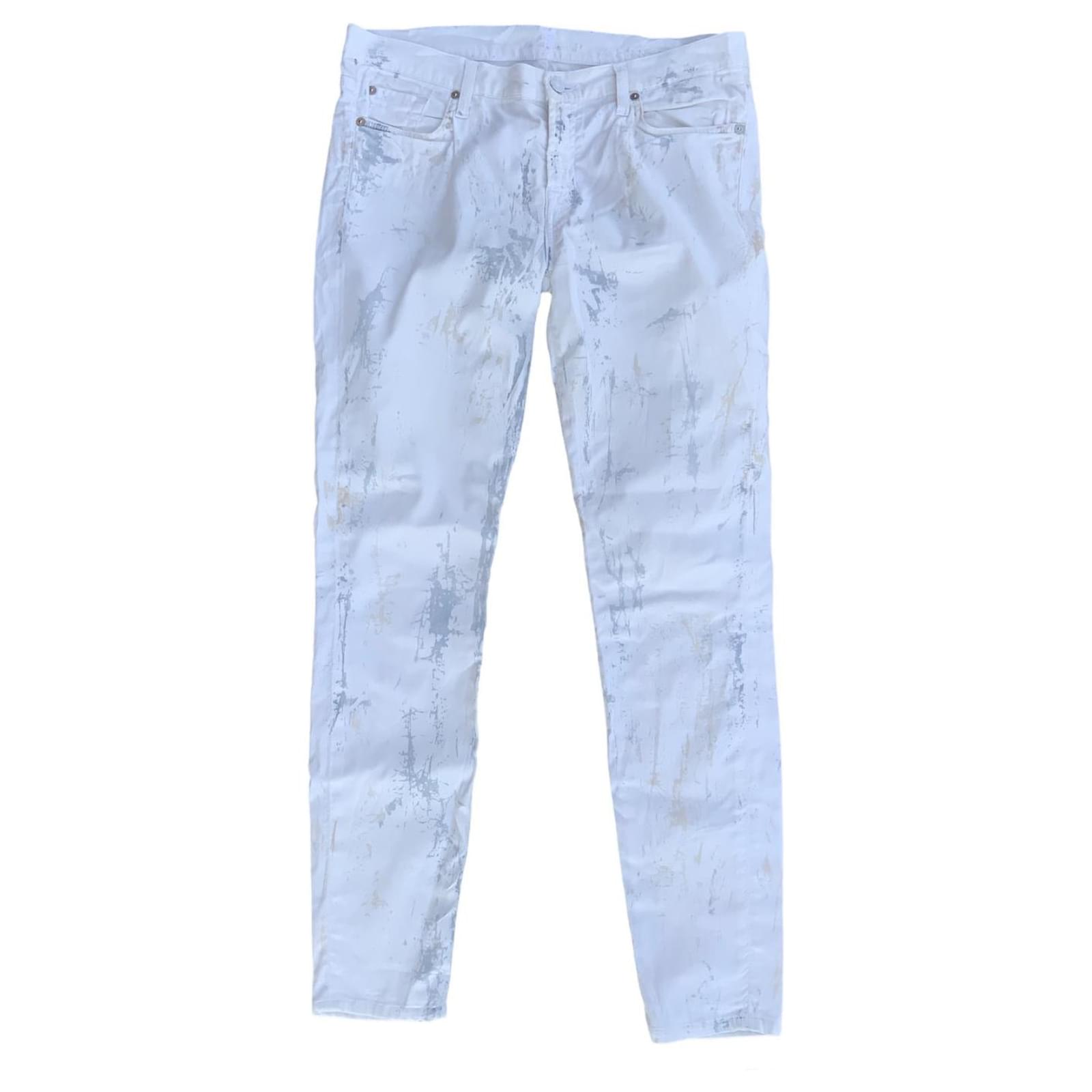 7 For All Mankind Pants, leggings White Cotton ref.523068 - Joli Closet