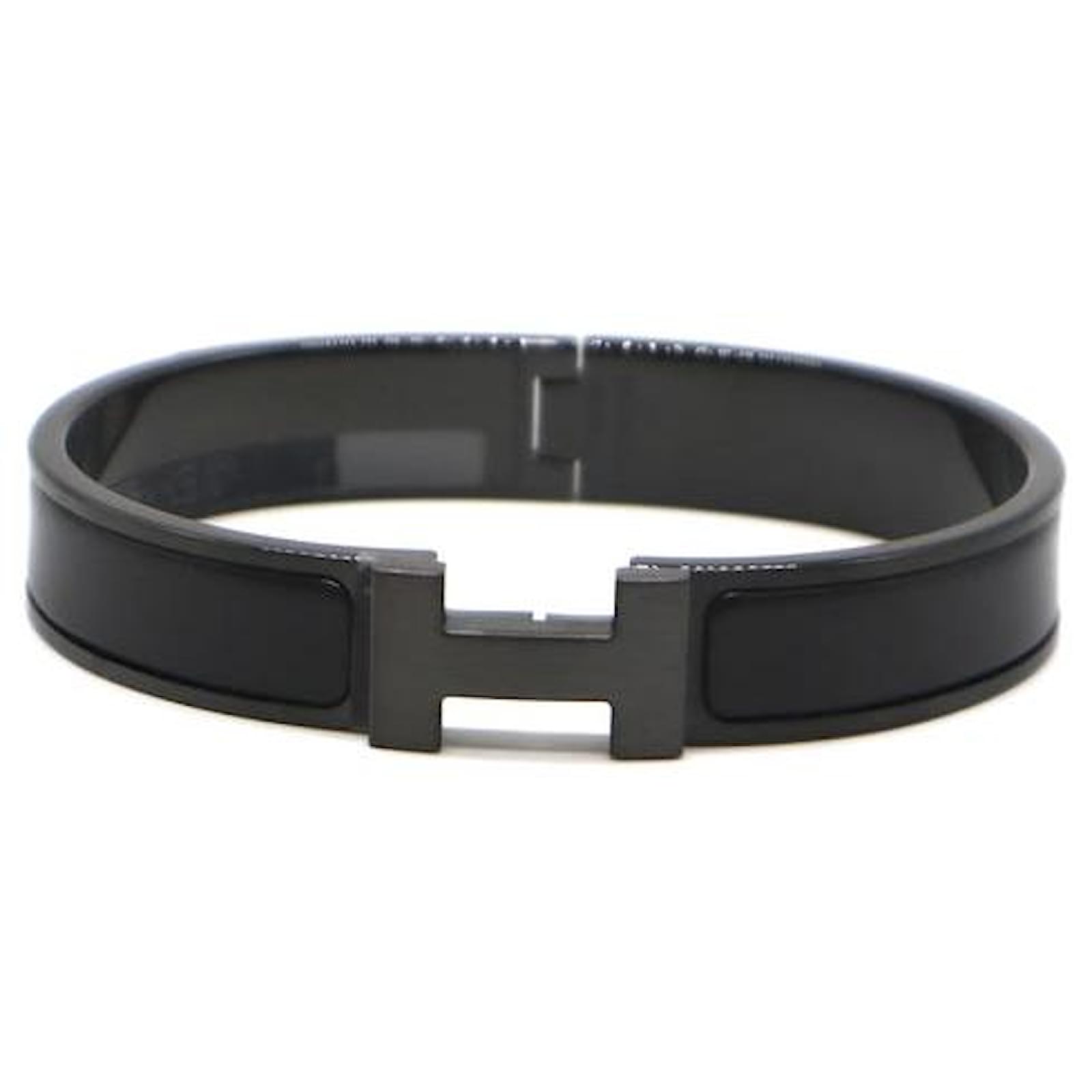 Hermes Black Enamel & Metal Clic HH Bracelet — Labels Resale Boutique