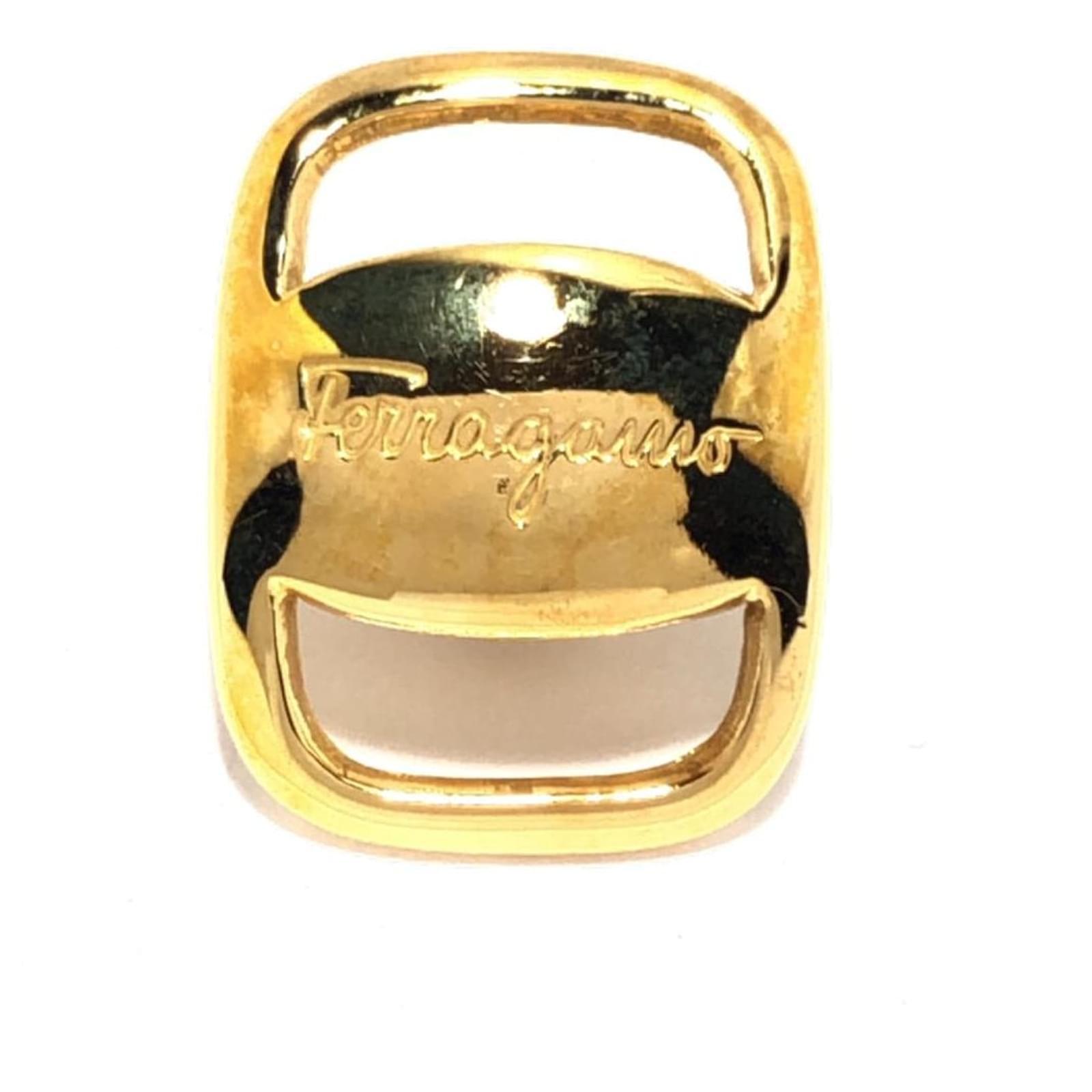 Salvatore Ferragamo Brooch Golden Suede Leather Cashmere ref.523756 Joli Closet