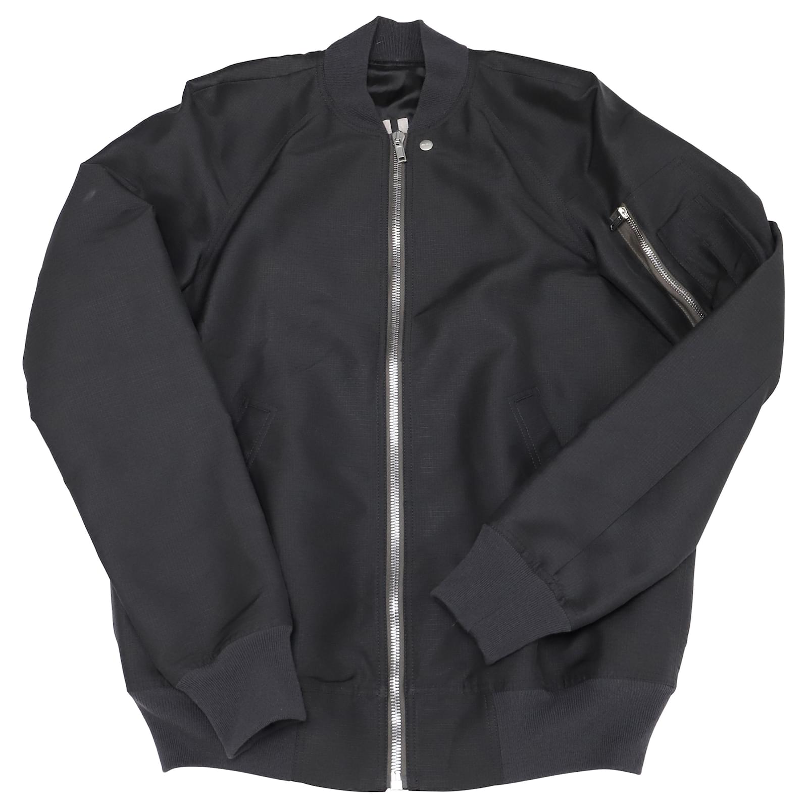 Rick Owens Raglan-Sleeve Flight Bomber Jacket in Black Wool ref