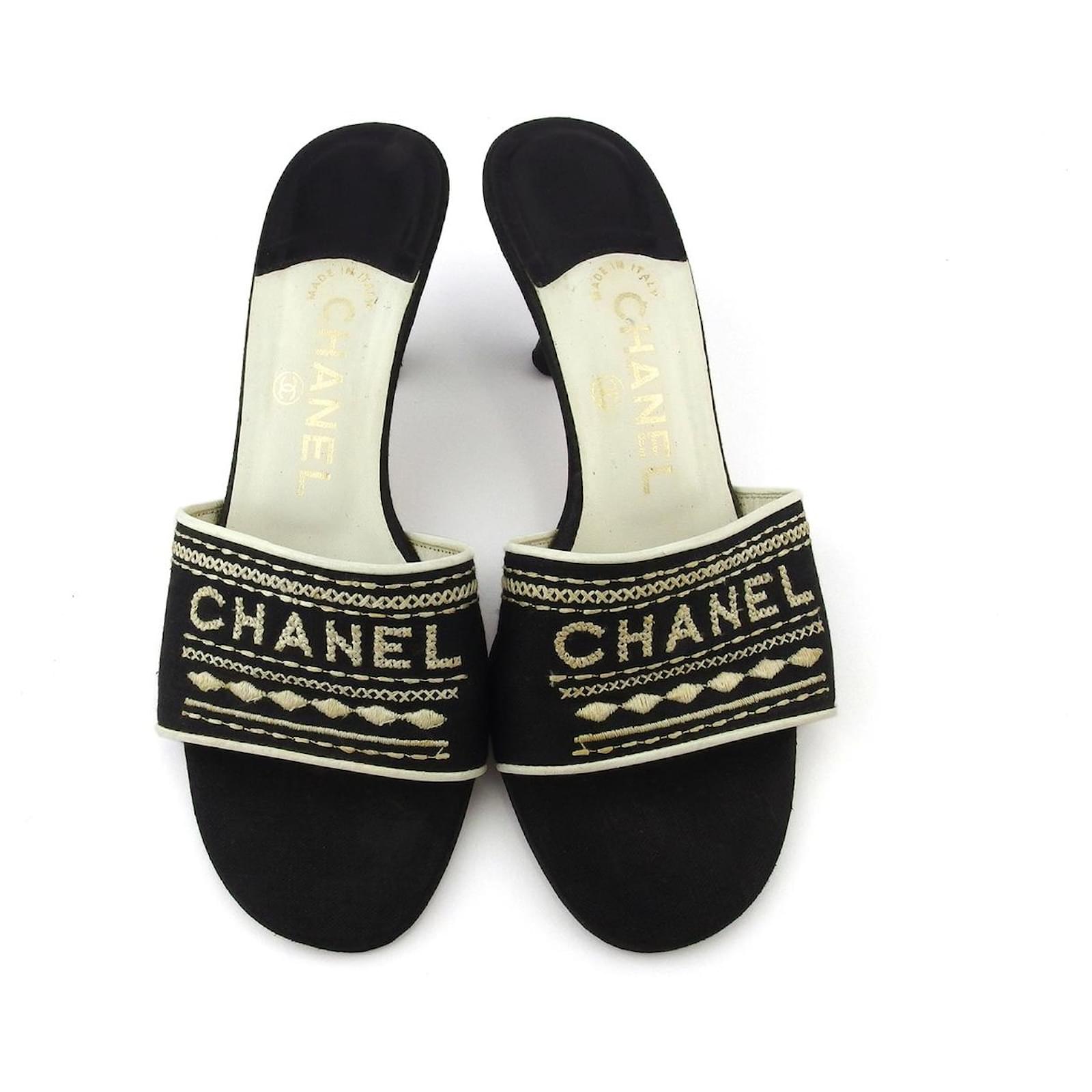 chanel leather mules
