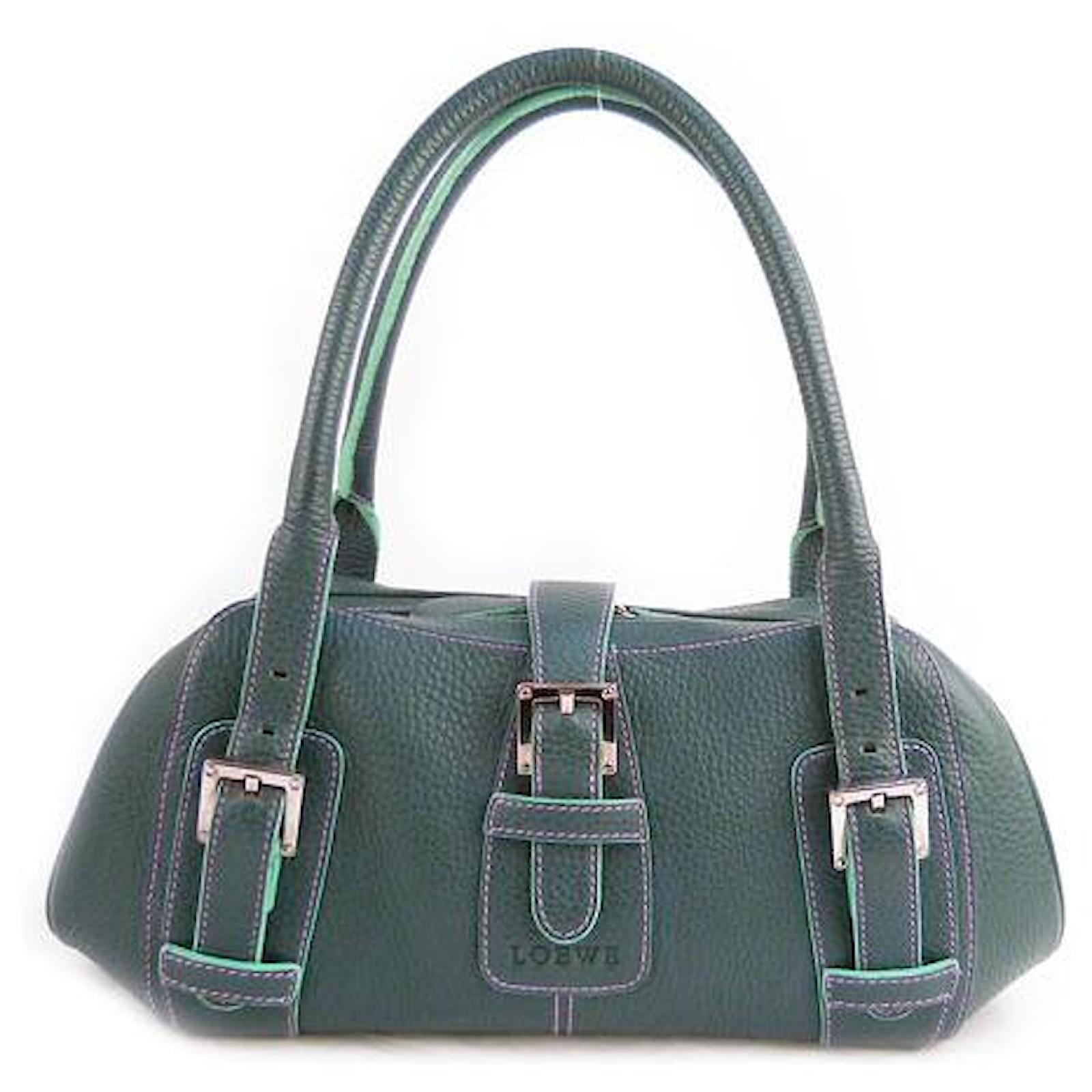 Used] [LOEWE] Good product 310.79.103 Sender handbag Blue green x