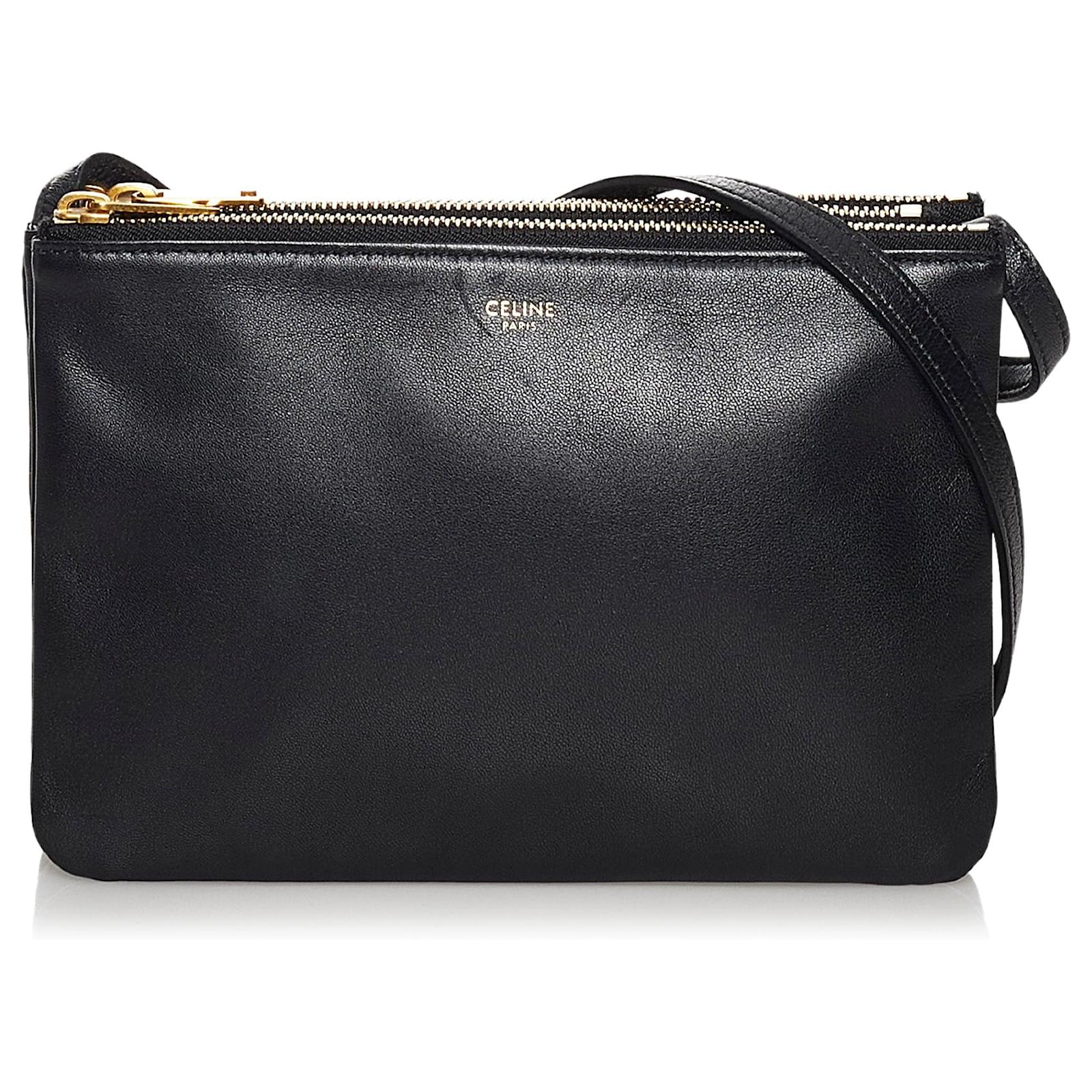 Céline Celine Black Trio Leather Crossbody Bag Ponystyle calfskin ref