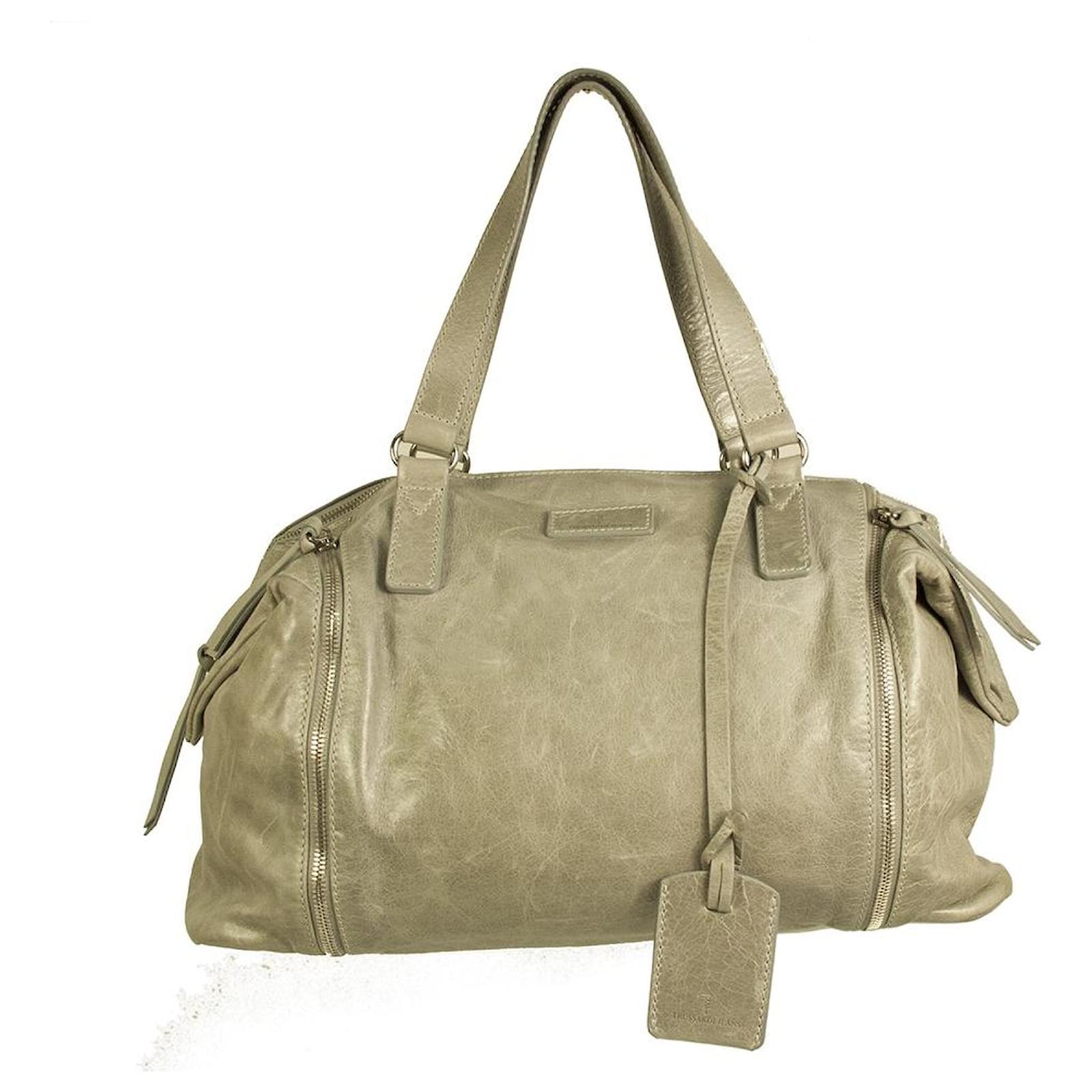 Trussardi Jeans Sac cartable en cuir vieilli gris Sac à main