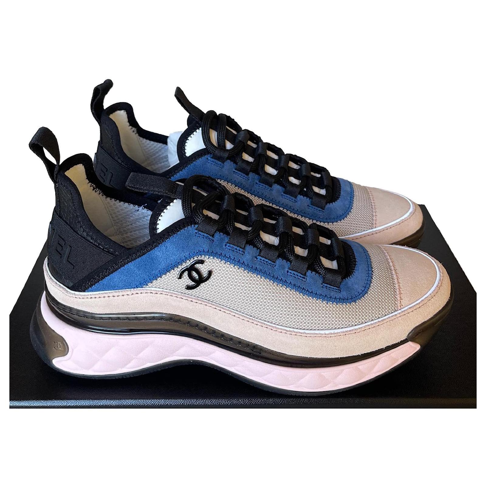 Chanel Sneakers Light Pink/Light Beige/Blue Fabric/Suede calf leather  Multiple colors ref.525161 - Joli Closet