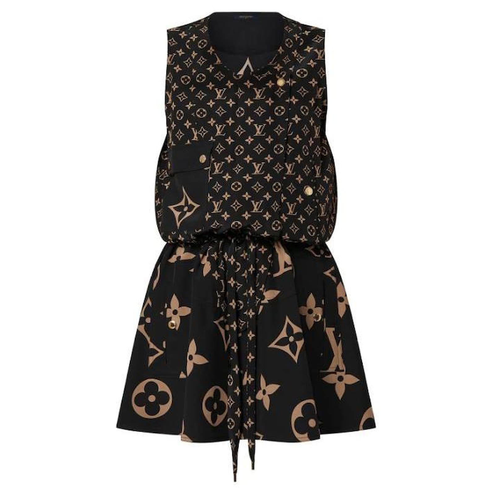 Silk mid-length dress Louis Vuitton Black size 38 FR in Silk - 38118722