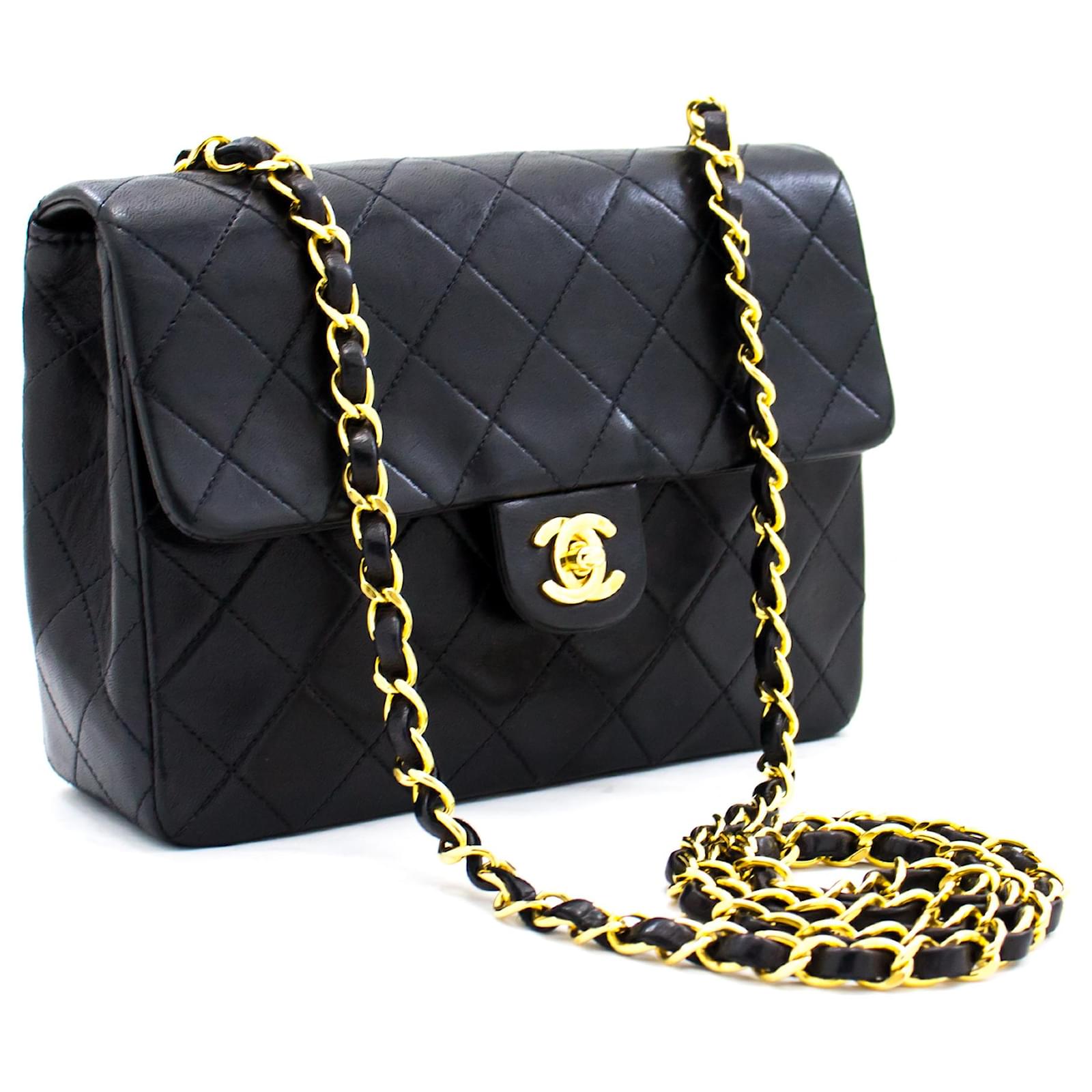 chanel small black purse leather