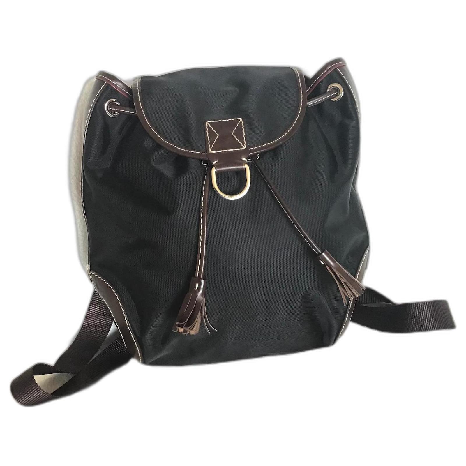 Miss Lancel Cuir Nylon Noir Marron foncé Joli Closet