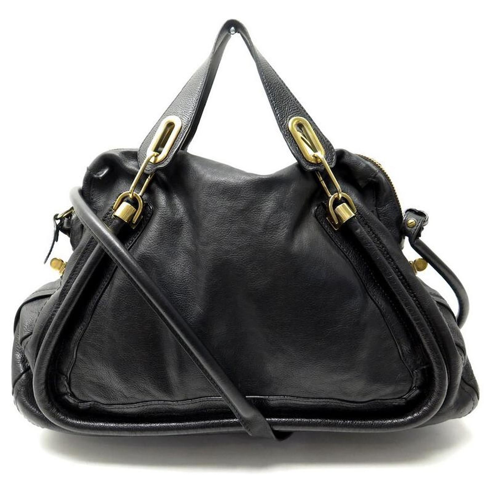 Chloé CHLOE PARATY GM HANDBAG 45CM IN BLACK SEED LEATHER BLACK