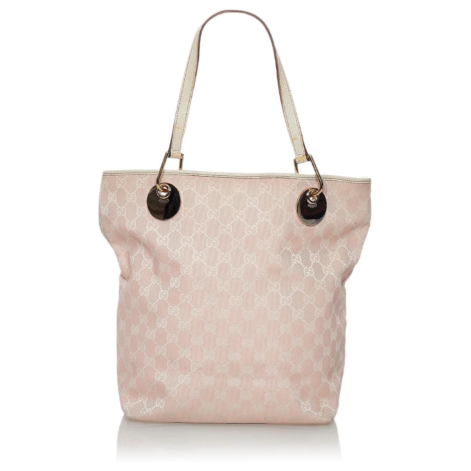 Gucci Pink GG Canvas Eclipse Tote Bag White Cream Leather Cloth Pony-style  calfskin Cloth ref.526128 - Joli Closet