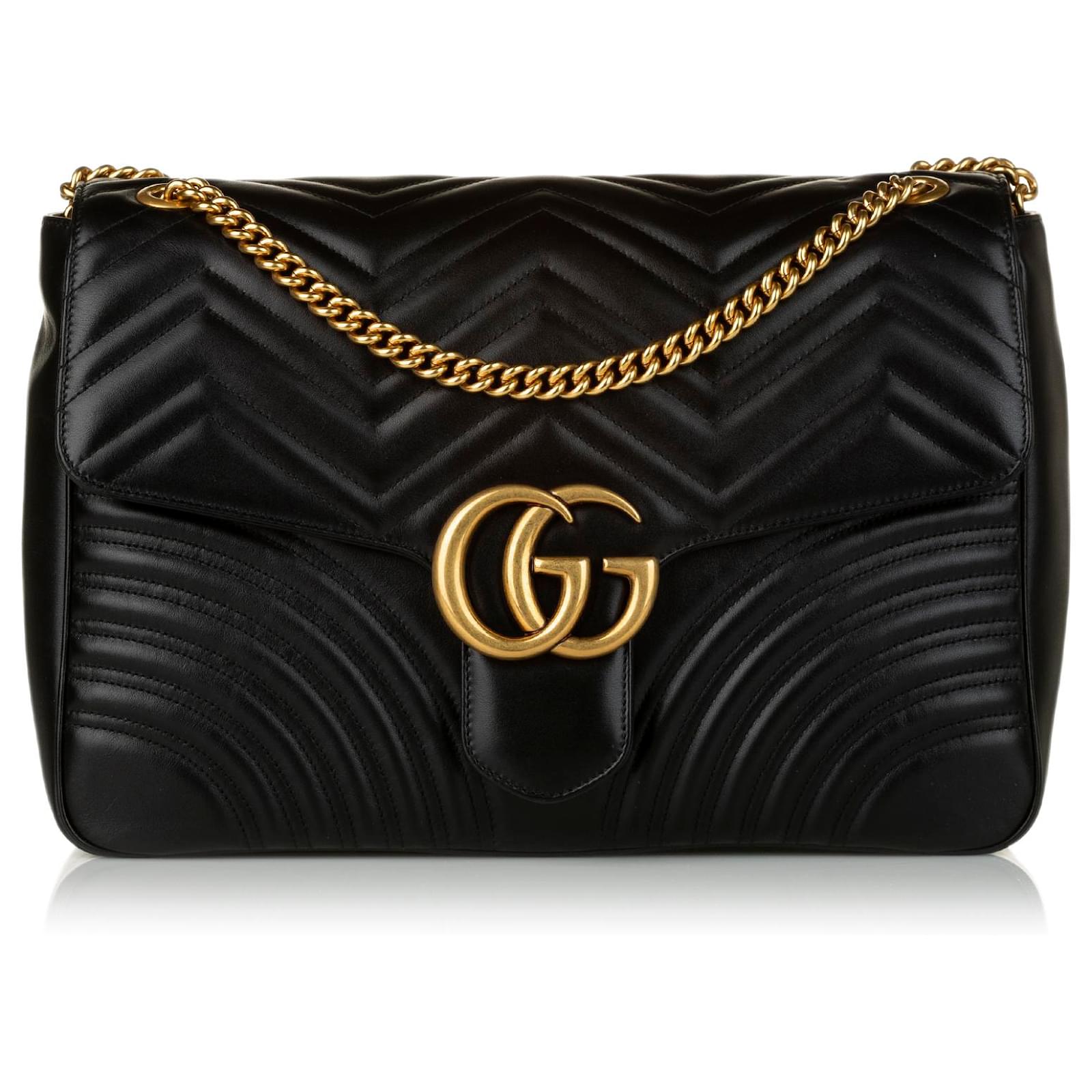 Gucci Black GG Marmont Matelasse Leather Shoulder Bag Pony-style calfskin   - Joli Closet