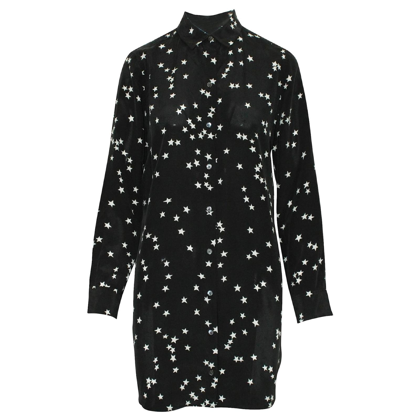 equipment black silk dress $450 Equipment Women's Black Silk Tied Waist Button Front Shirt Dress Size M