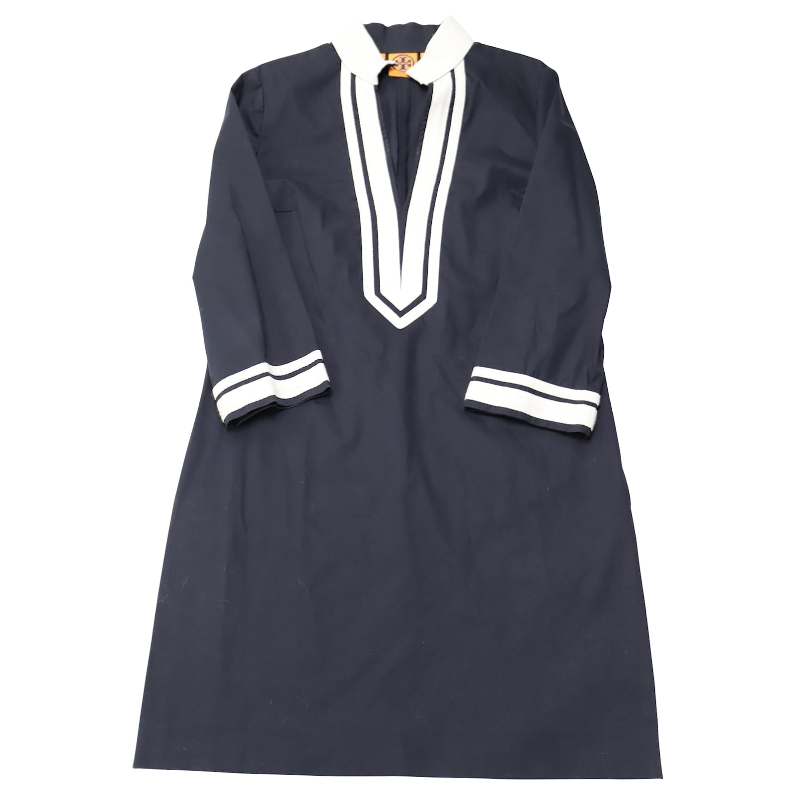 Tory Burch Tunic Dress in Navy Blue Cotton  - Joli Closet