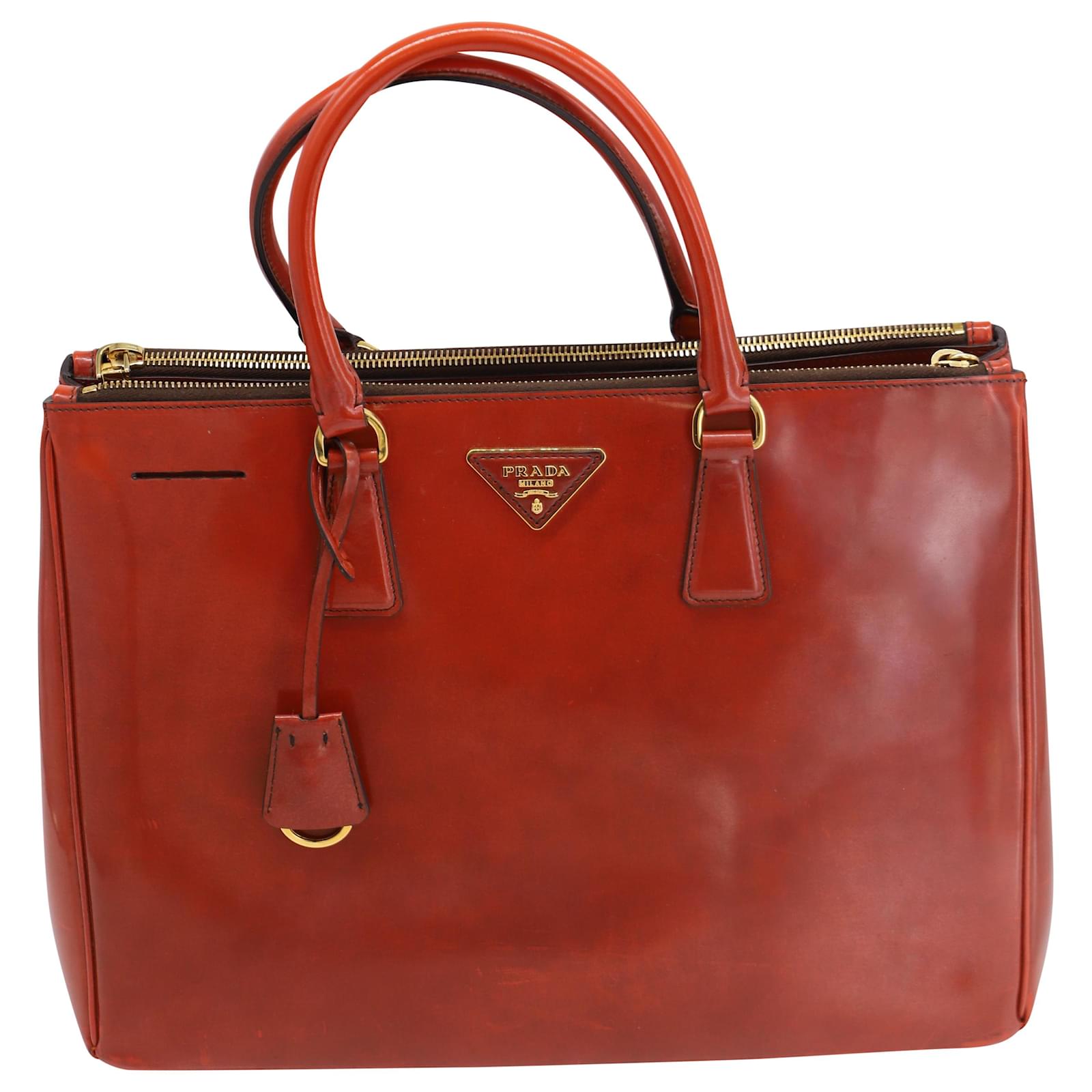 Prada Galleria Orange Saffiano Leather Tote Bag