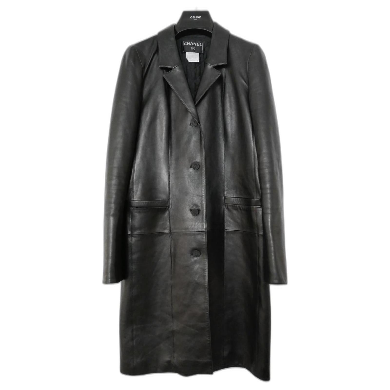 Chanel Vintage AW04 04A Black Lamb Leather Coat ref.527644