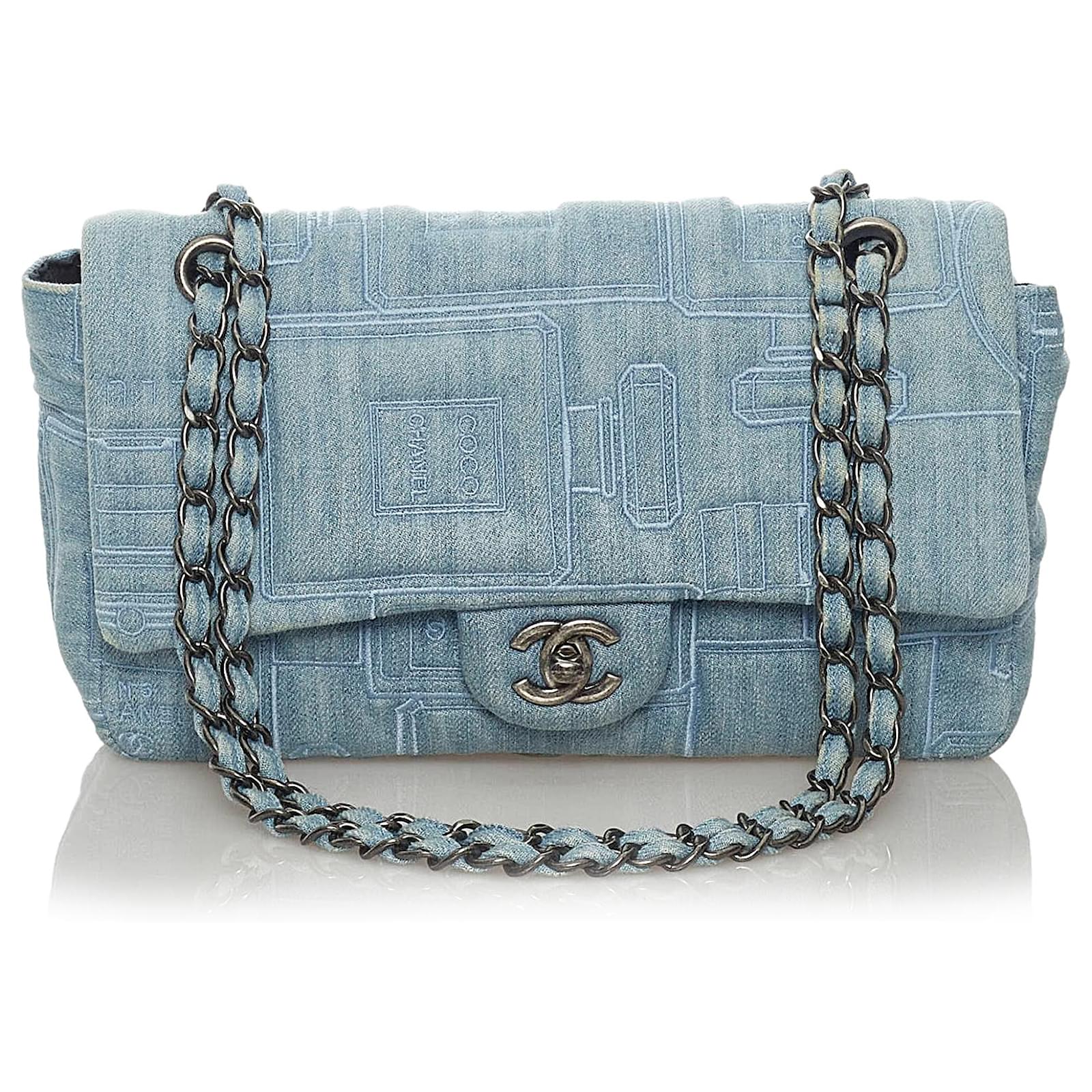 Chanel Blue Classic Denim Flap Bag Cloth ref.528324 - Joli Closet