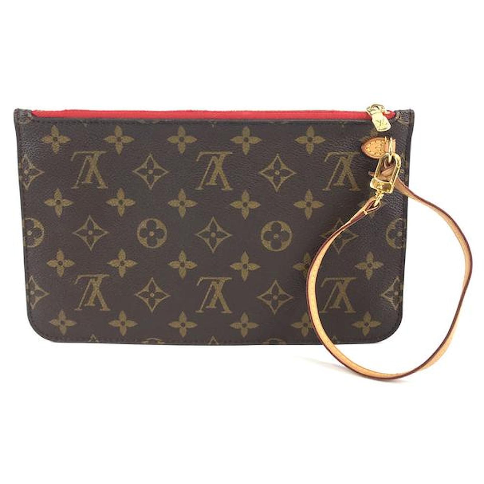 Louis Vuitton Neverfull Pouch Canvas Clutch Bag (pre-owned) in Brown