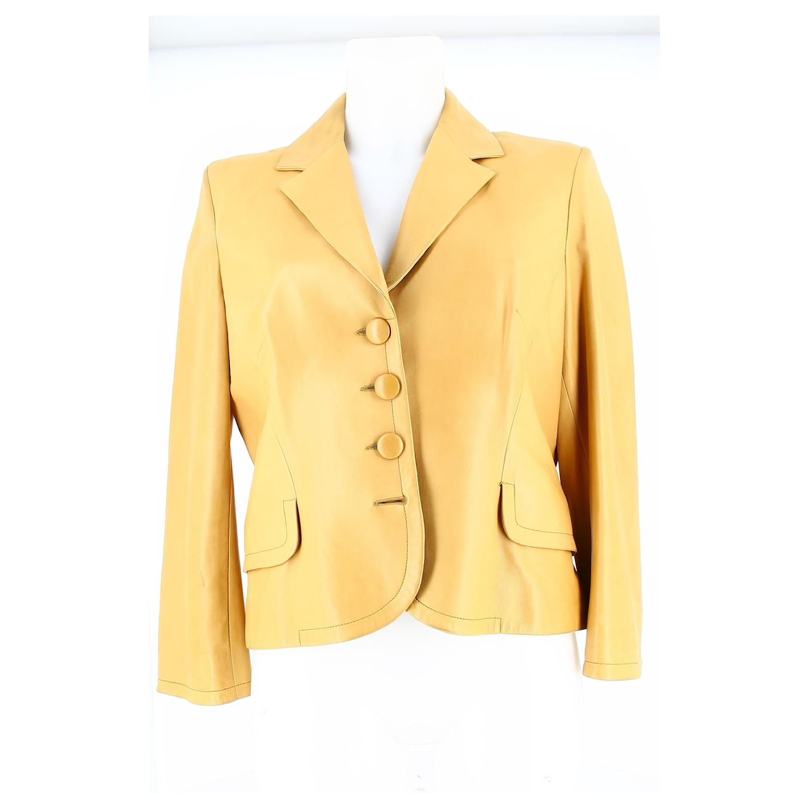 Christian Dior Leather Jacket by Galliano Yellow ref.528770 - Joli