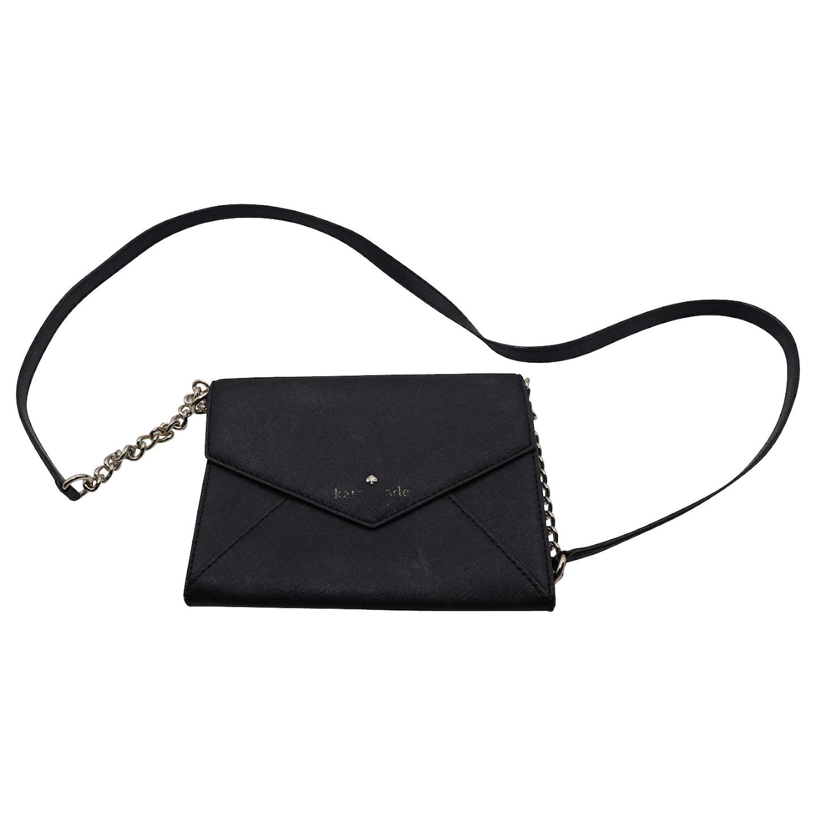 Kate Spade Envelope Bag on Chain in Black Leather  - Joli Closet