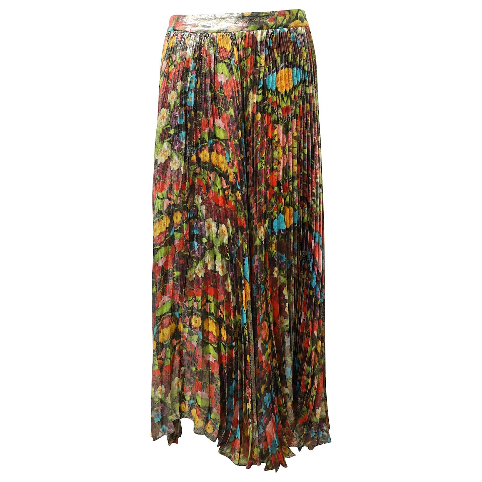 Olivia Katz Pleated Floral Print Long 