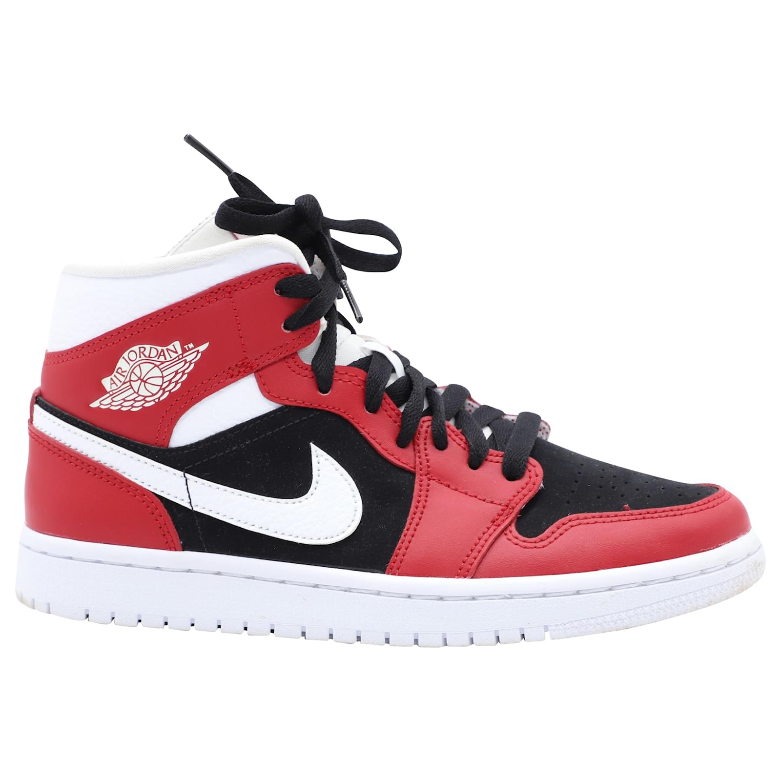 Nike Jordan 1 Mid in Gym Red Black Leather ref.529265 - Joli Closet