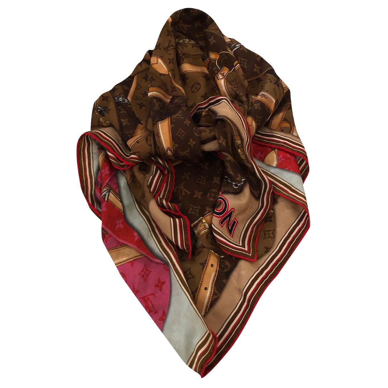 Pre-owned Louis Vuitton Silk Scarf In Brown