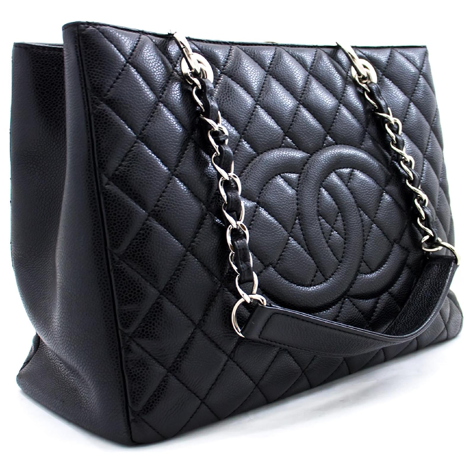 CHANEL Caviar GST 13 Grand Shopping Tote Chain Shoulder Bag Black Leather  ref.529691 - Joli Closet