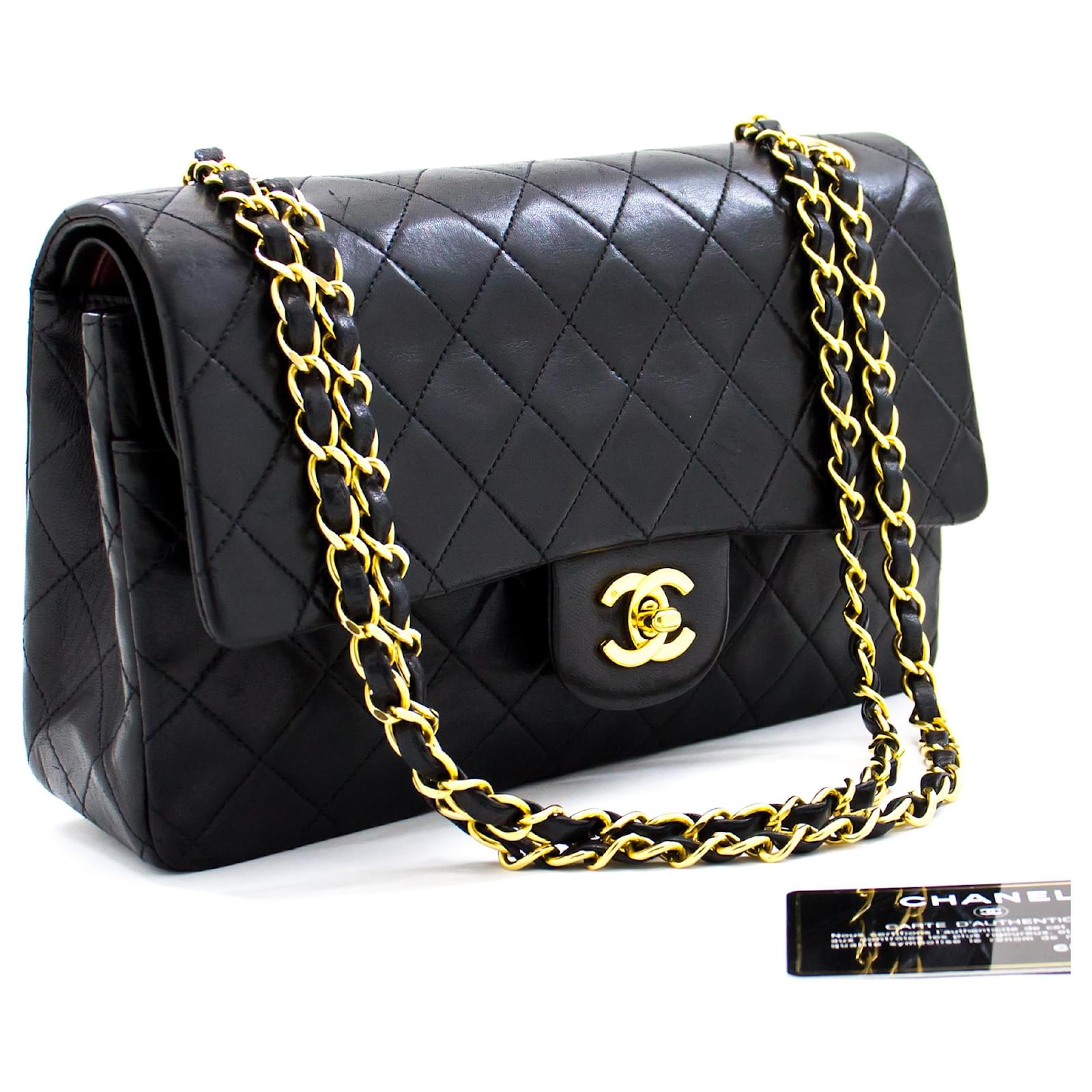Handbags Chanel Chanel 2.55 Lined Flap Medium Chain Shoulder Bag Black Lambskin