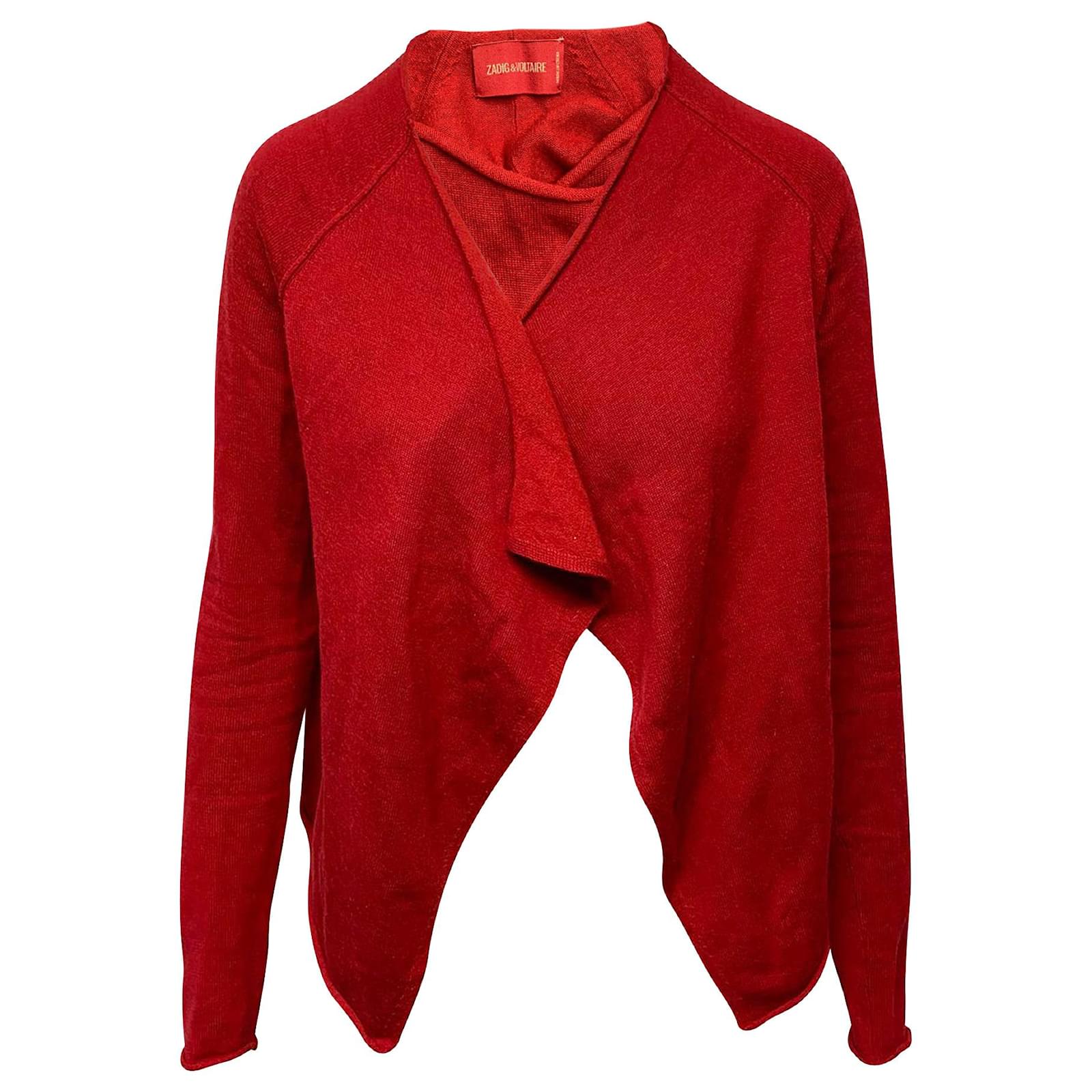 Zadig u0026 Voltaire Cardigan mit offener Vorderseite aus roter Wolle  ref.530052 - Joli Closet