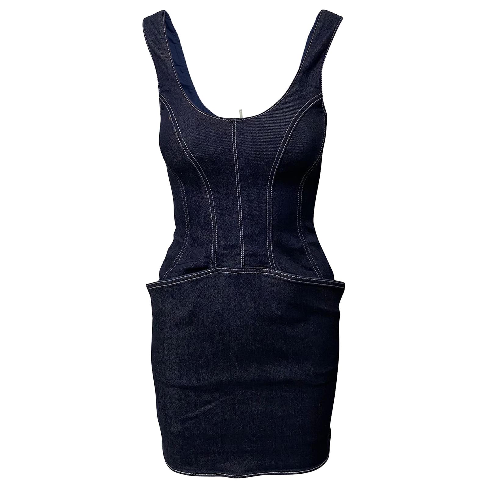 Thierry Mugler Mugler Denim Mini Dress in Blue Cotton (Sold) - Joli Closet