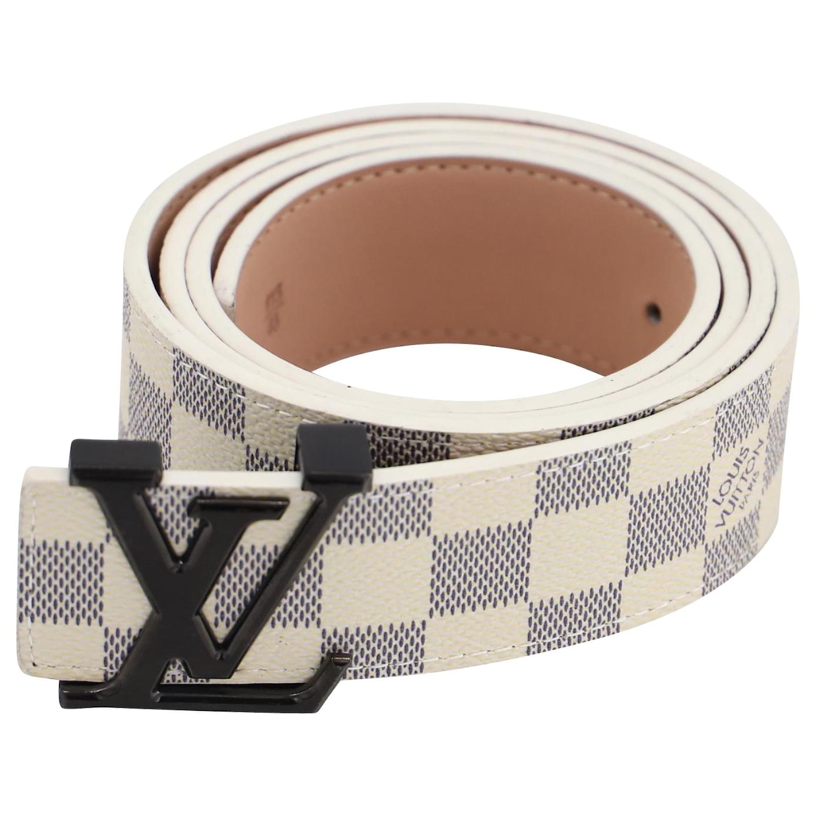 Cintura reversibile Louis Vuitton LV Initiales in pelle bianca