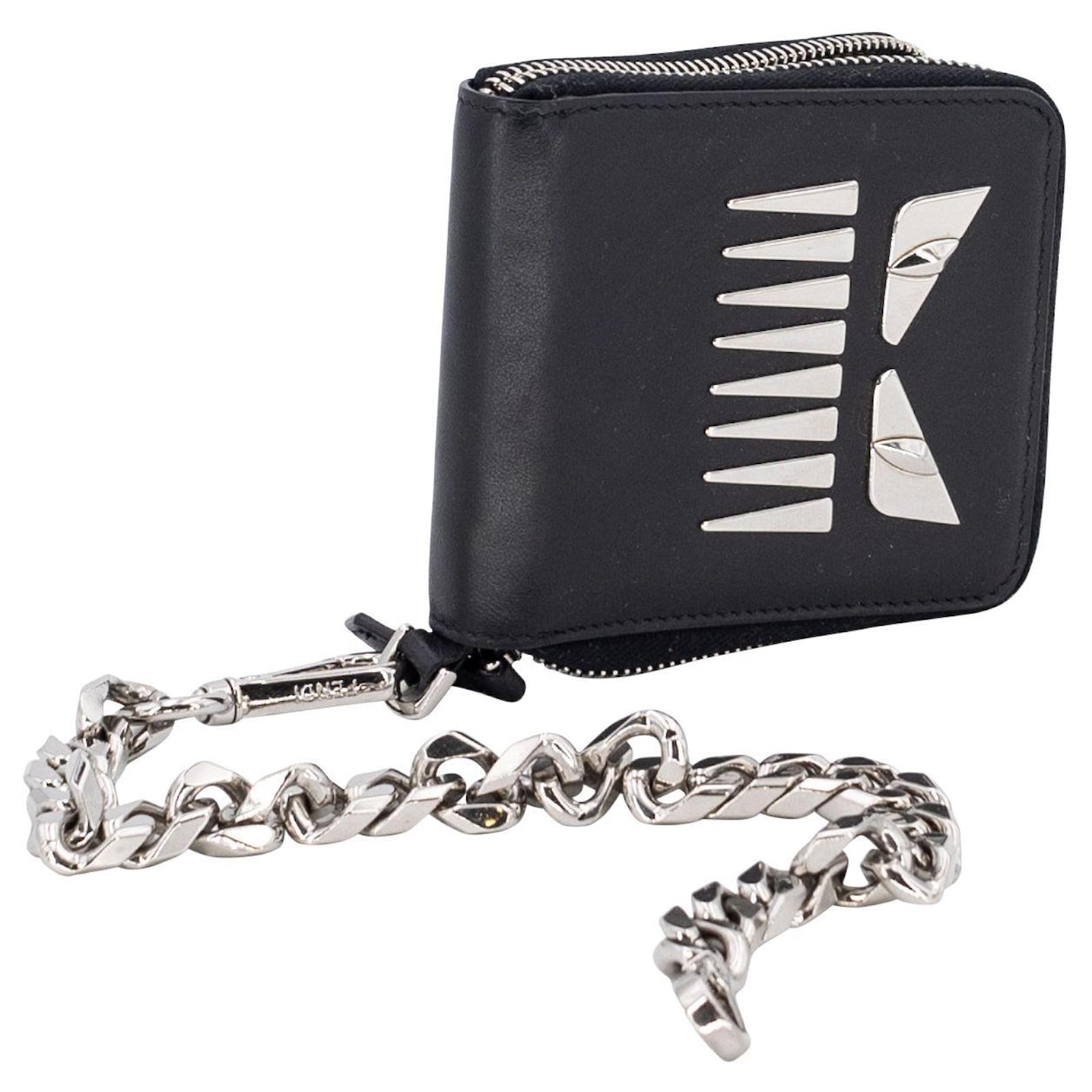 Fendi Monster wallet in black leather with chain ref.530762 - Joli Closet