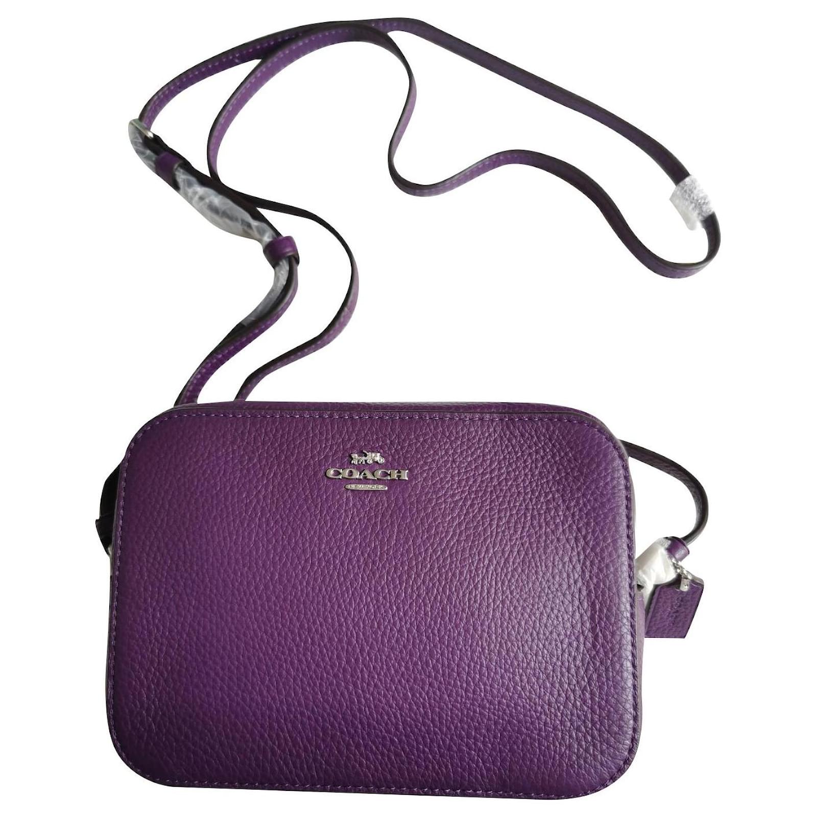 Coach Handbags Purple Silver hardware Dark purple Leather  - Joli  Closet