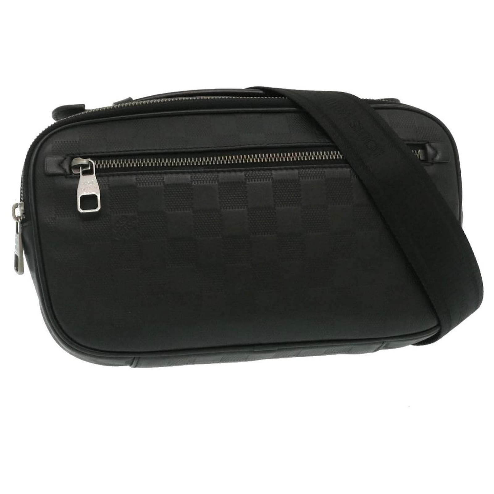 Auth LOUIS VUITTON Damier Infini Black Leather Messenger Bag