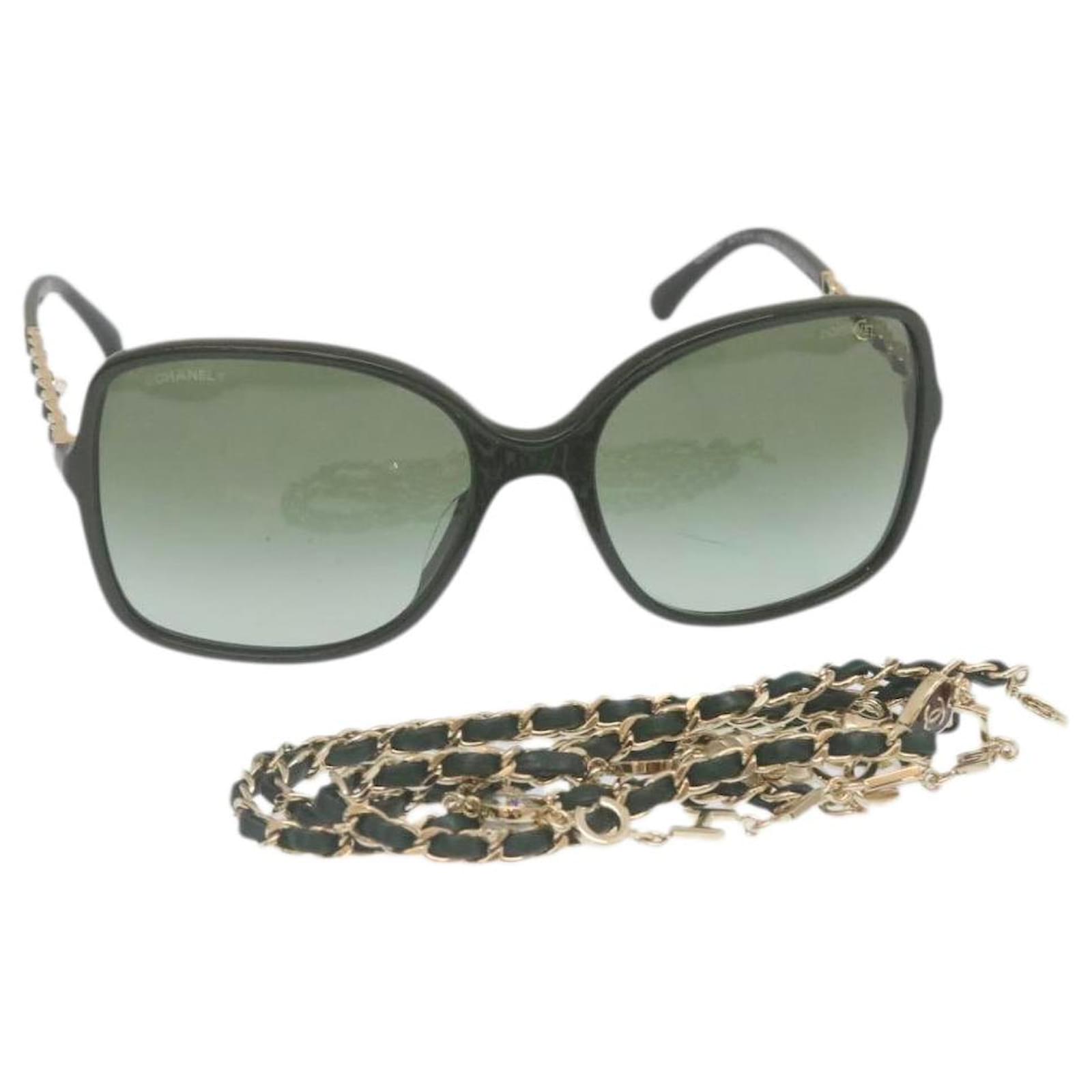 CHANEL Glasses Black Gold 5210QA CC Auth br457 Golden Green Plastic  ref.531184 - Joli Closet